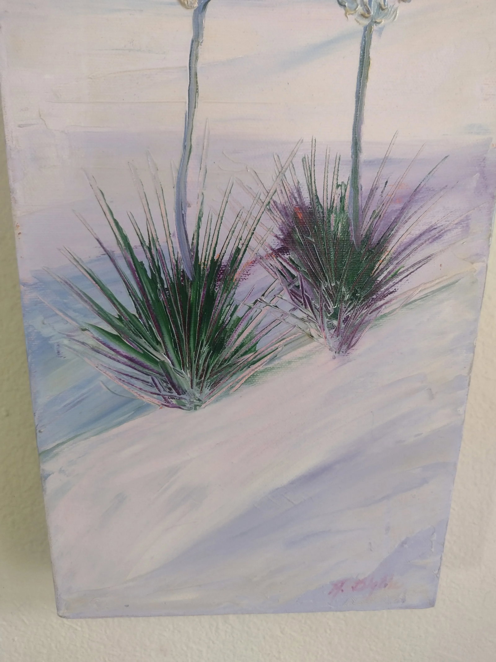 1990s "White Sands Yucca" by Anita Blythe Original Palette Knife Oil Painting - 4