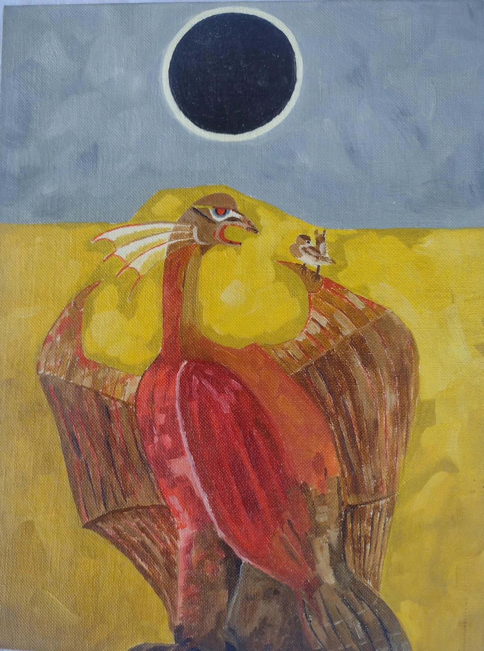 "Spreening Sparrow" (After Morris Graves) Original Oil by Anita Blythe 8 X 10 - 7