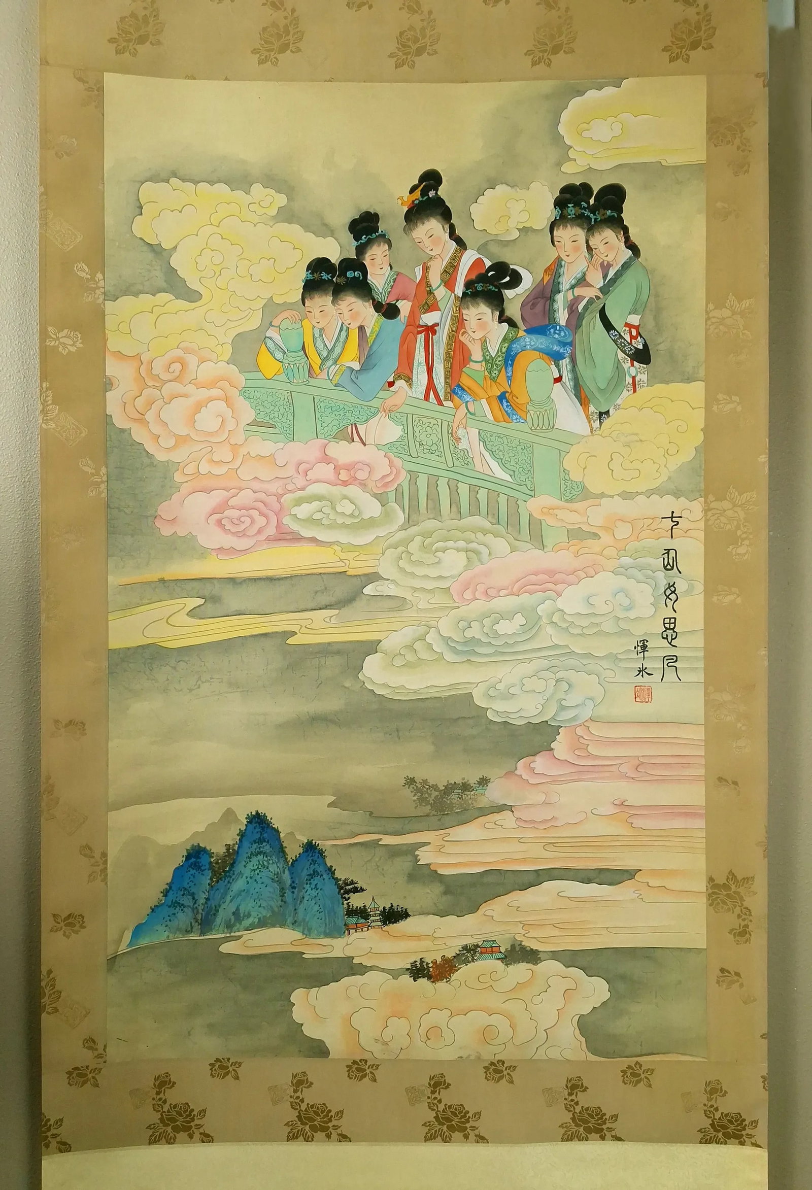 Chinese Seven Fairies Scroll After Yun Bing - 2