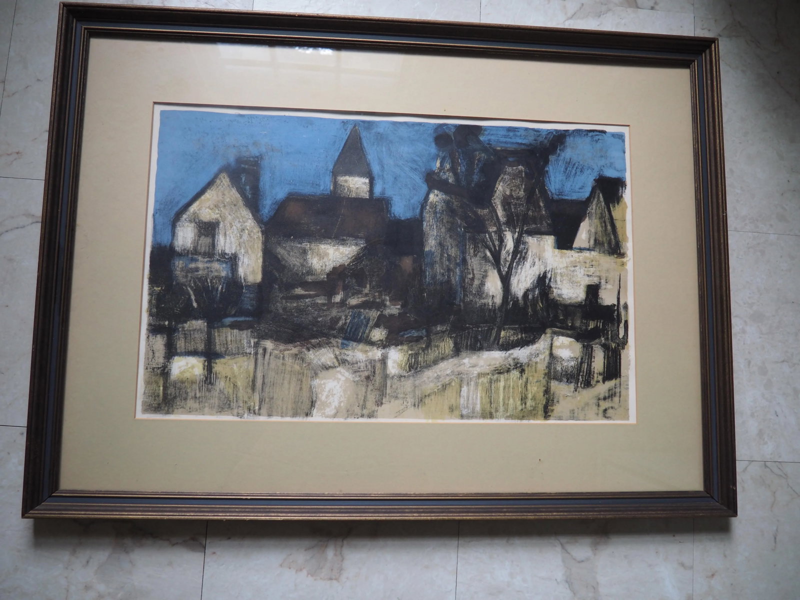 1950s Bernard Cathelin 'Village Dans La Nuit' Framed Lithograph - 2
