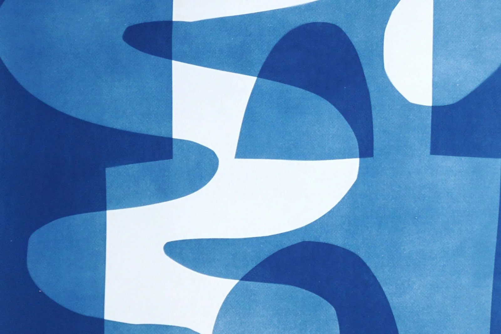 2025, Desert Modernism Cyanotype Monotype on Watercolor Paper, Blue and White "Cloudy Night", Handma - 3