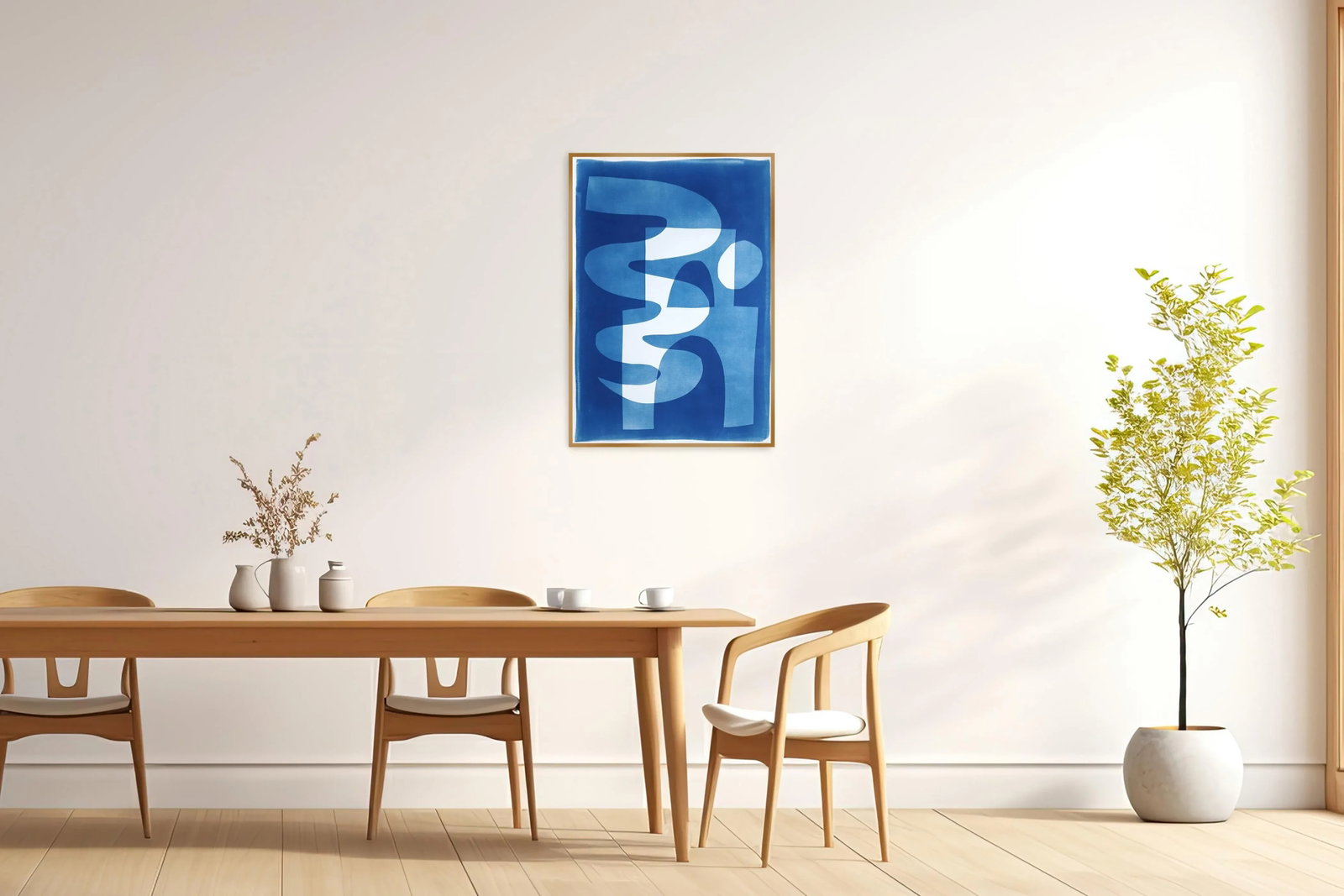 2025, Desert Modernism Cyanotype Monotype on Watercolor Paper, Blue and White "Cloudy Night", Handma - 4