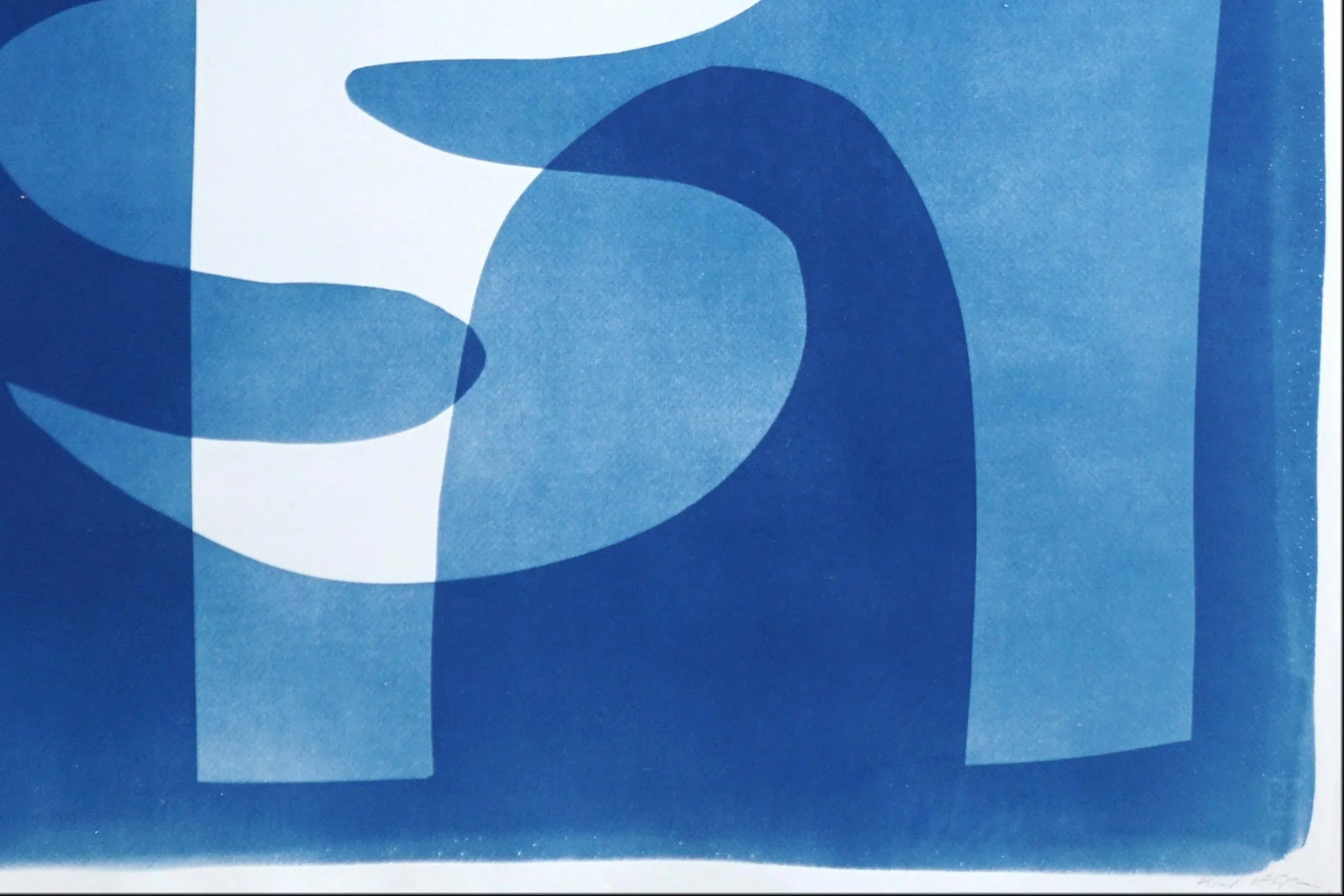 2025, Desert Modernism Cyanotype Monotype on Watercolor Paper, Blue and White "Cloudy Night", Handma - 5