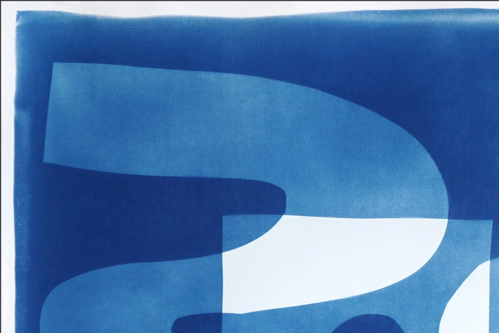 2025, Desert Modernism Cyanotype Monotype on Watercolor Paper, Blue and White "Cloudy Night", Handma - 8