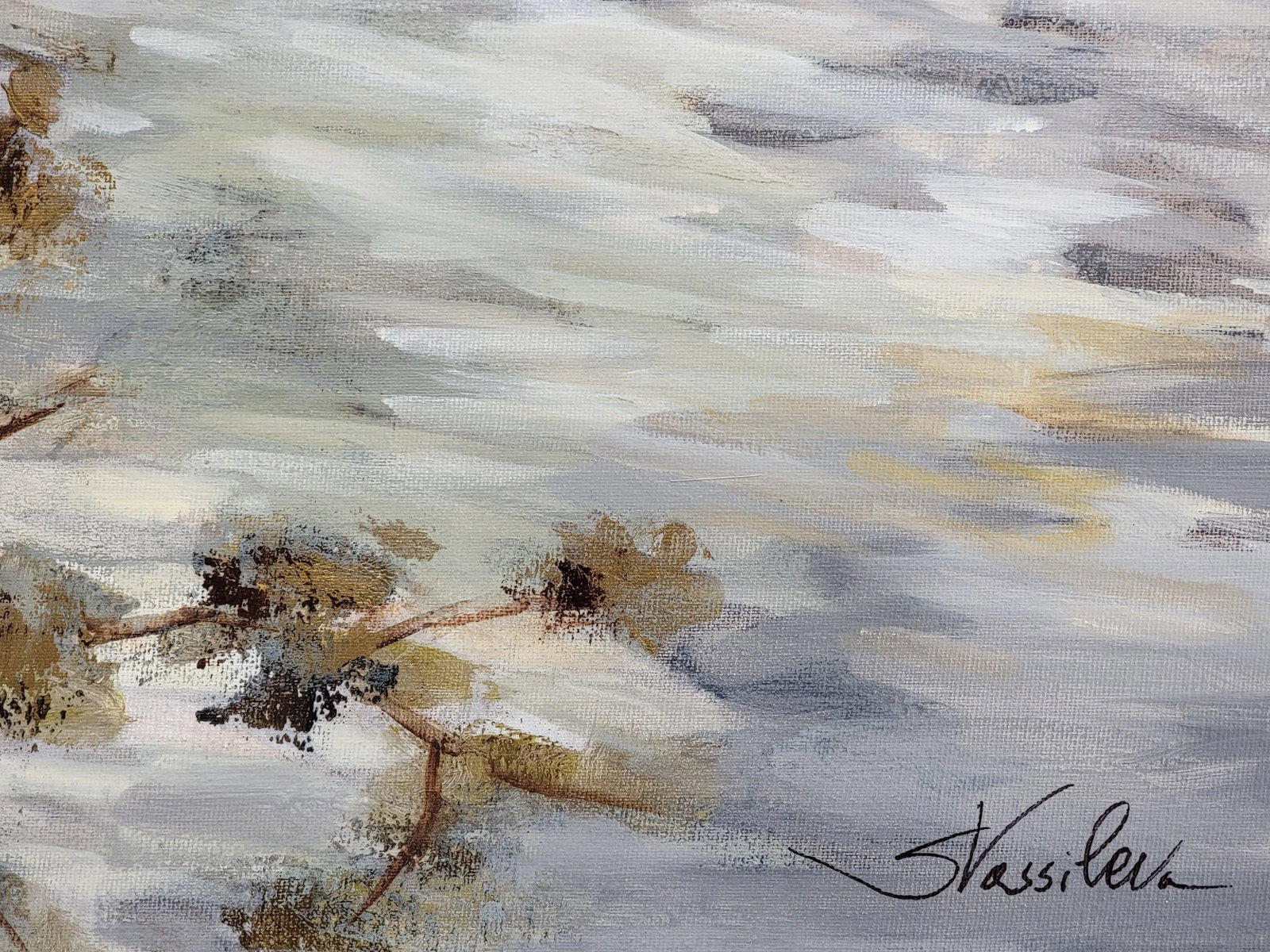 Ripples and Branches, Original Acrylic Landscape Painting - 2