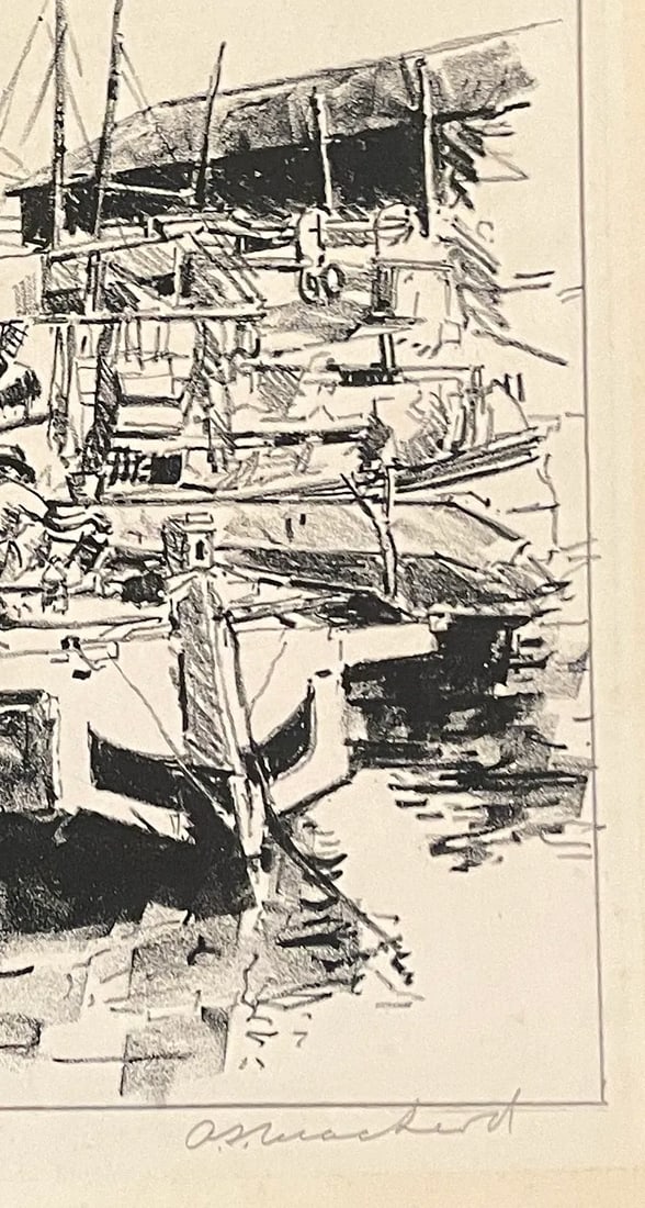 1930s Alexander Samuel MacLeod Hawaiian Boat Basin Lithograph - 2