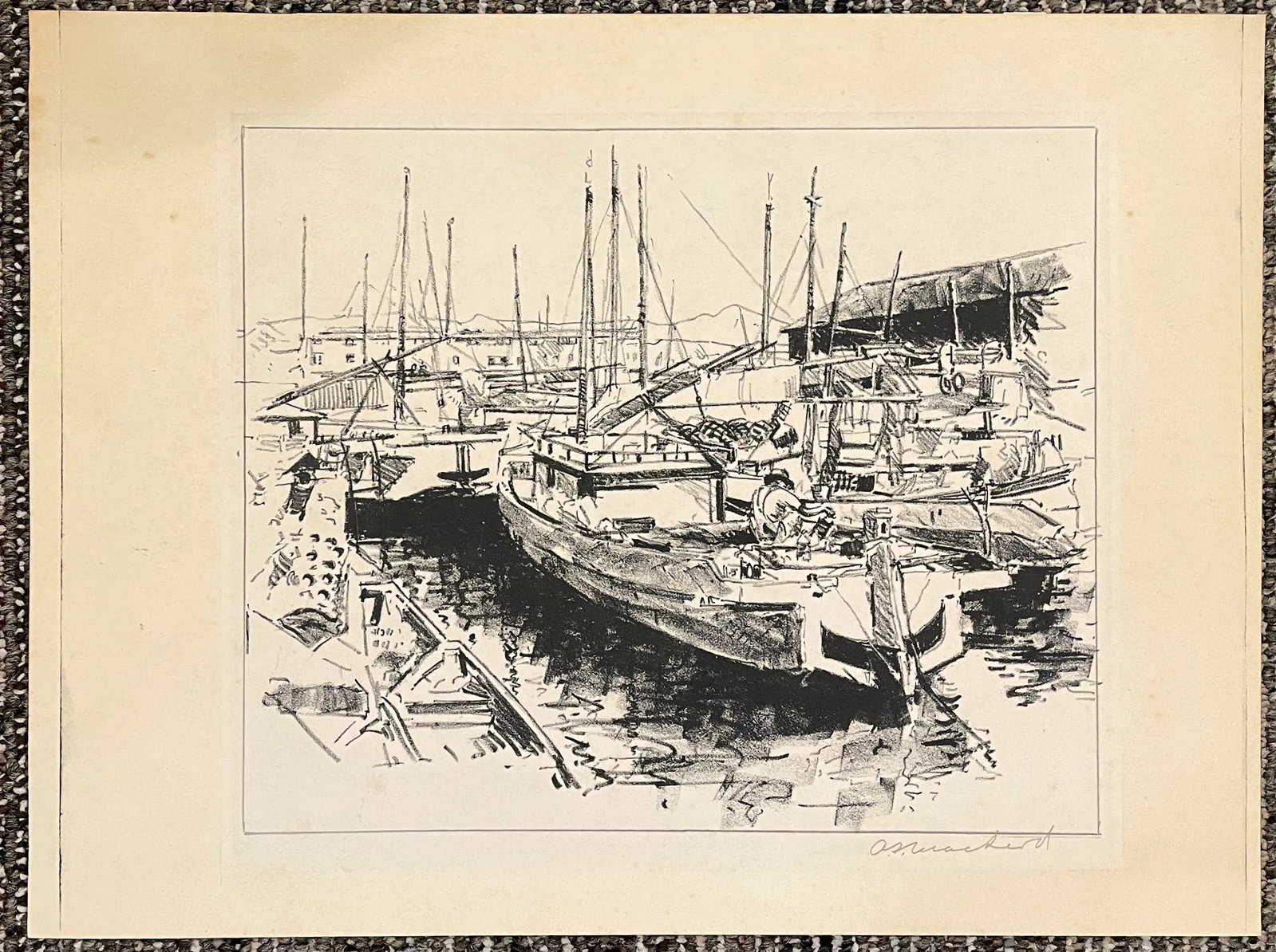 1930s Alexander Samuel MacLeod Hawaiian Boat Basin Lithograph - 3