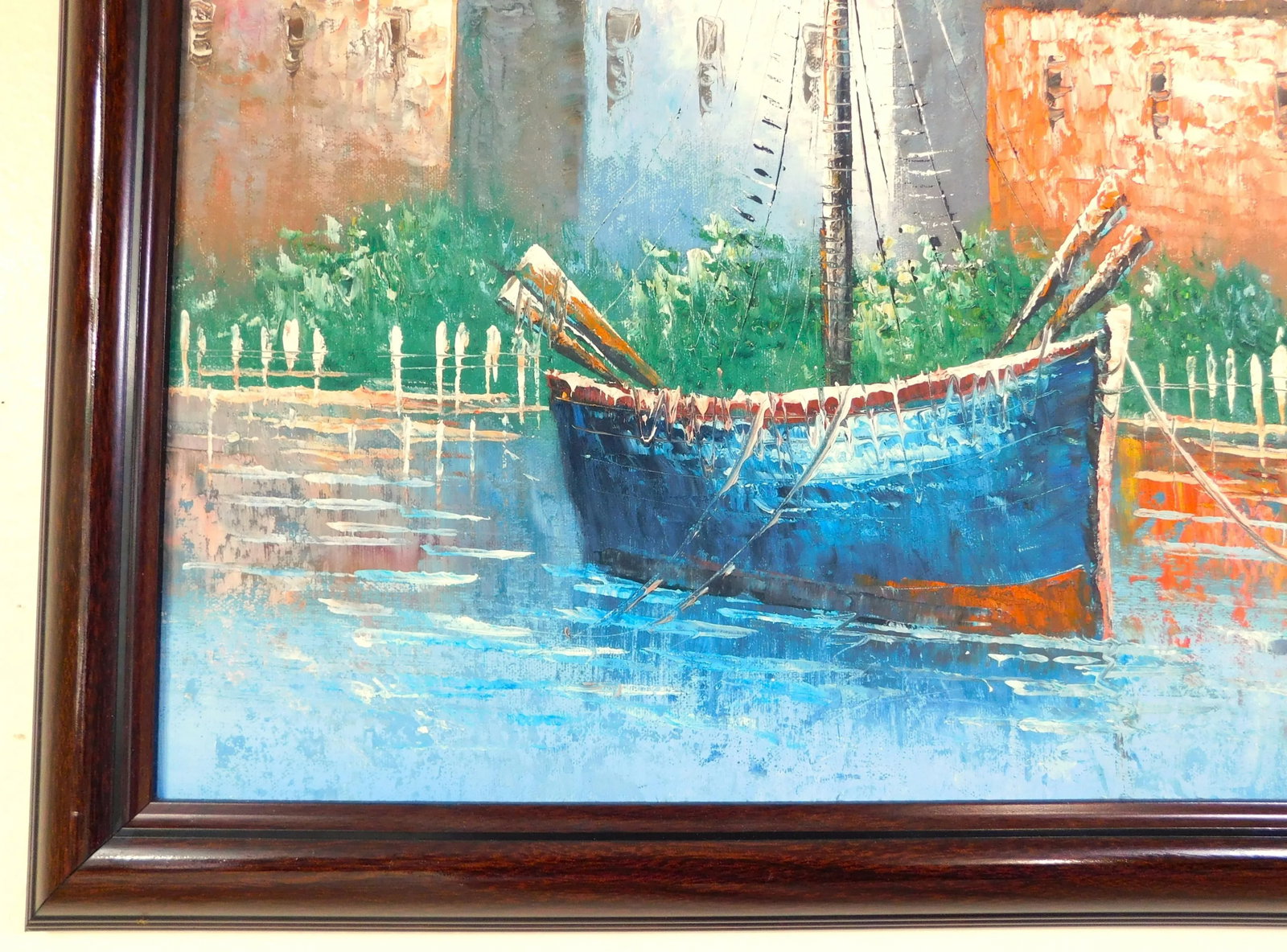 Mid Century Original "Kent" Nautical Boat Seascape Oil on Canvas Framed Painting - 8