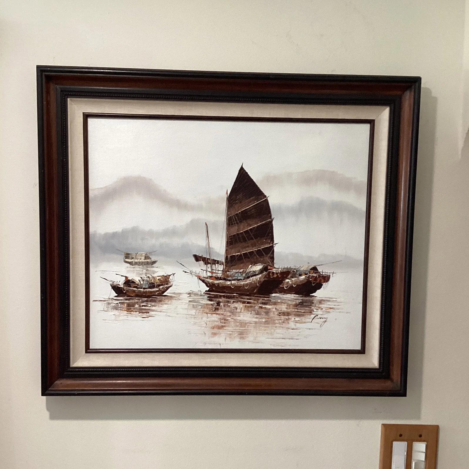 Original Painting on Canvas Nautical Seascape by Paul Wong Framed - 11