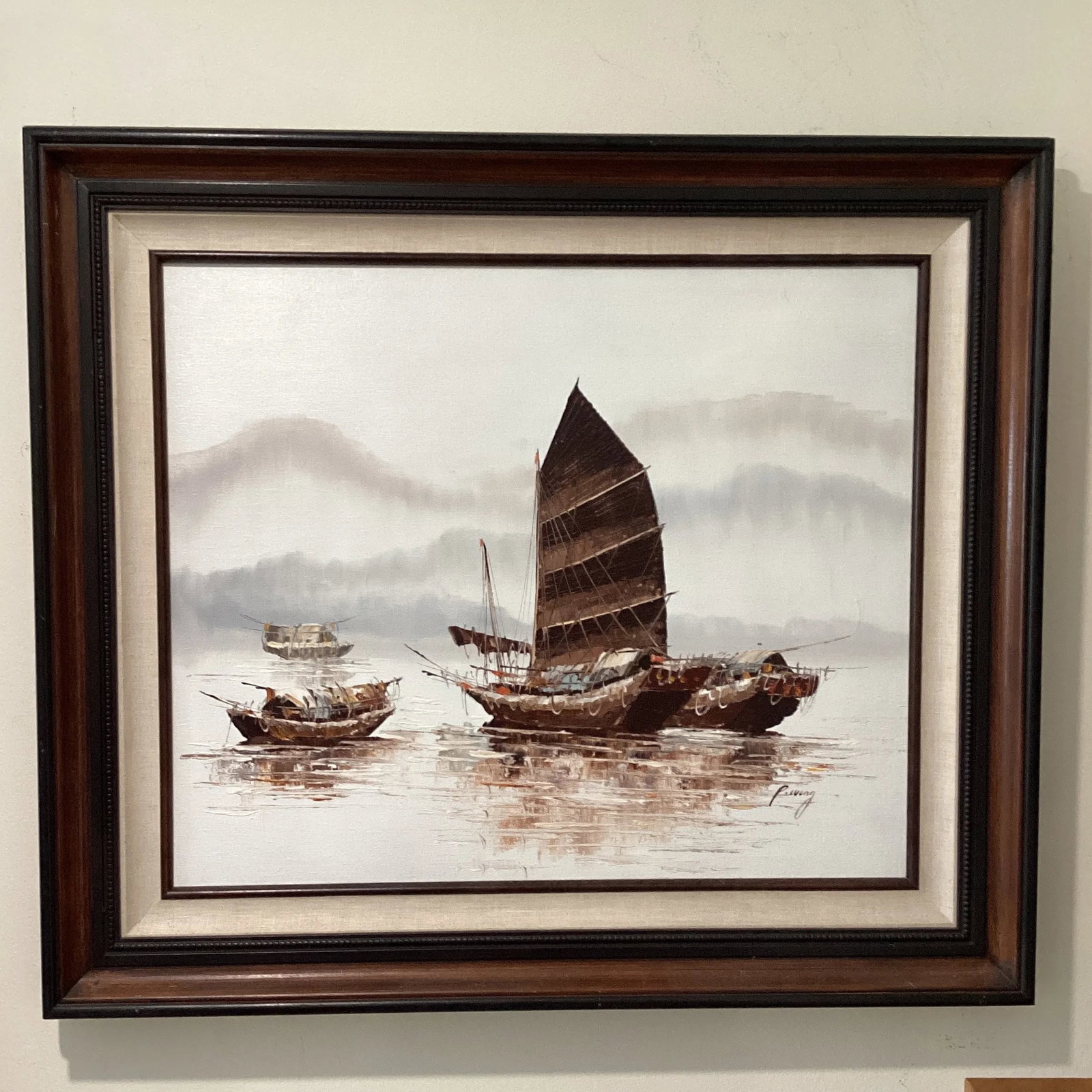 Original Painting on Canvas Nautical Seascape by Paul Wong Framed - 3