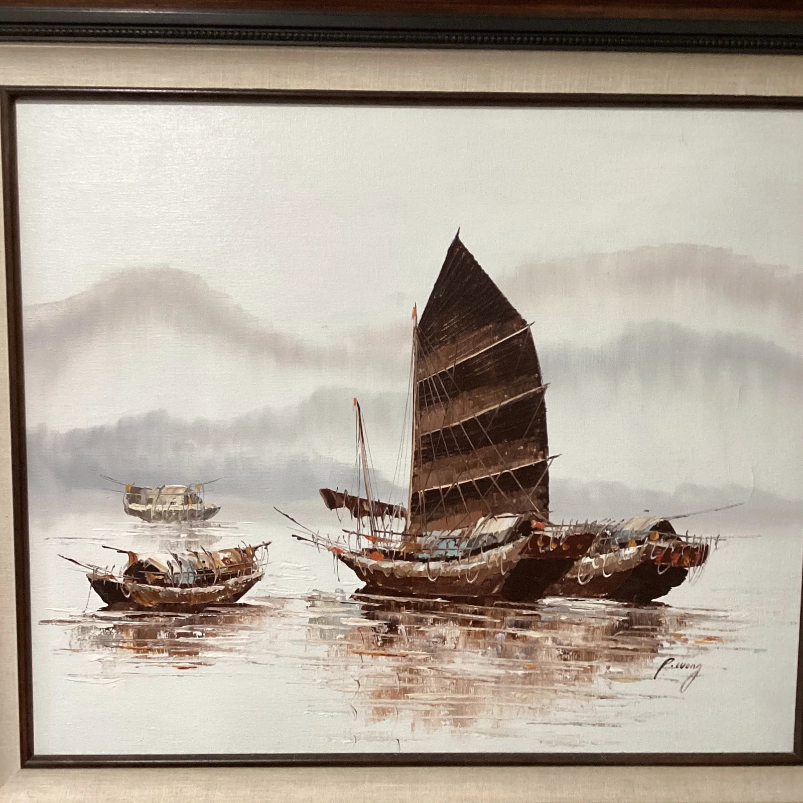 Original Painting on Canvas Nautical Seascape by Paul Wong Framed - 4