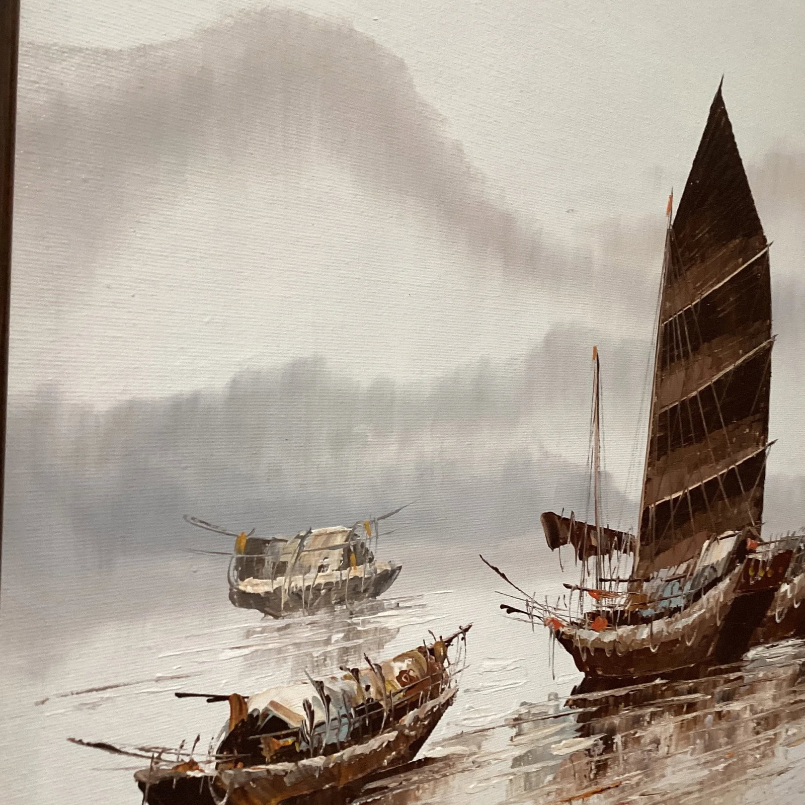 Original Painting on Canvas Nautical Seascape by Paul Wong Framed - 5