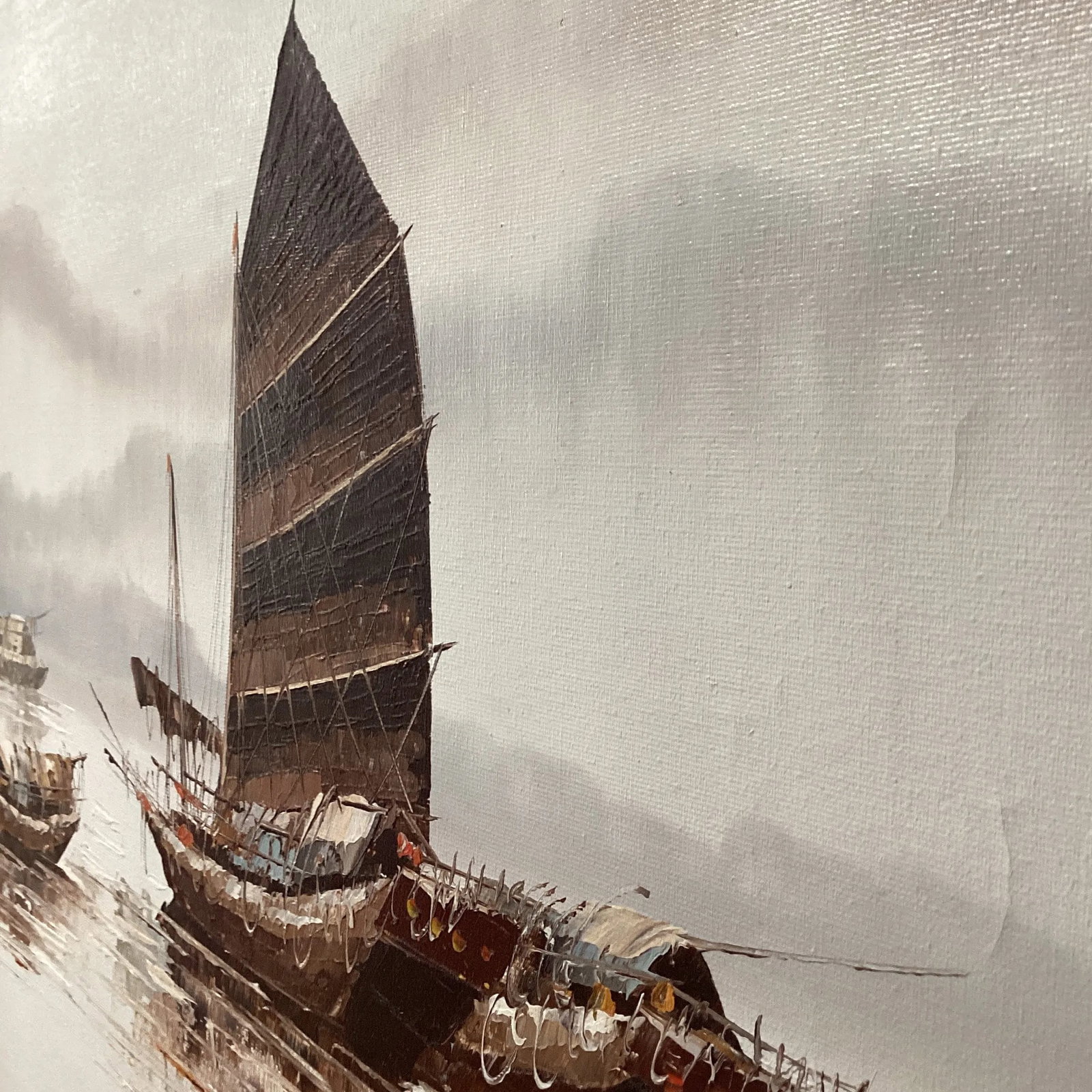 Original Painting on Canvas Nautical Seascape by Paul Wong Framed - 6