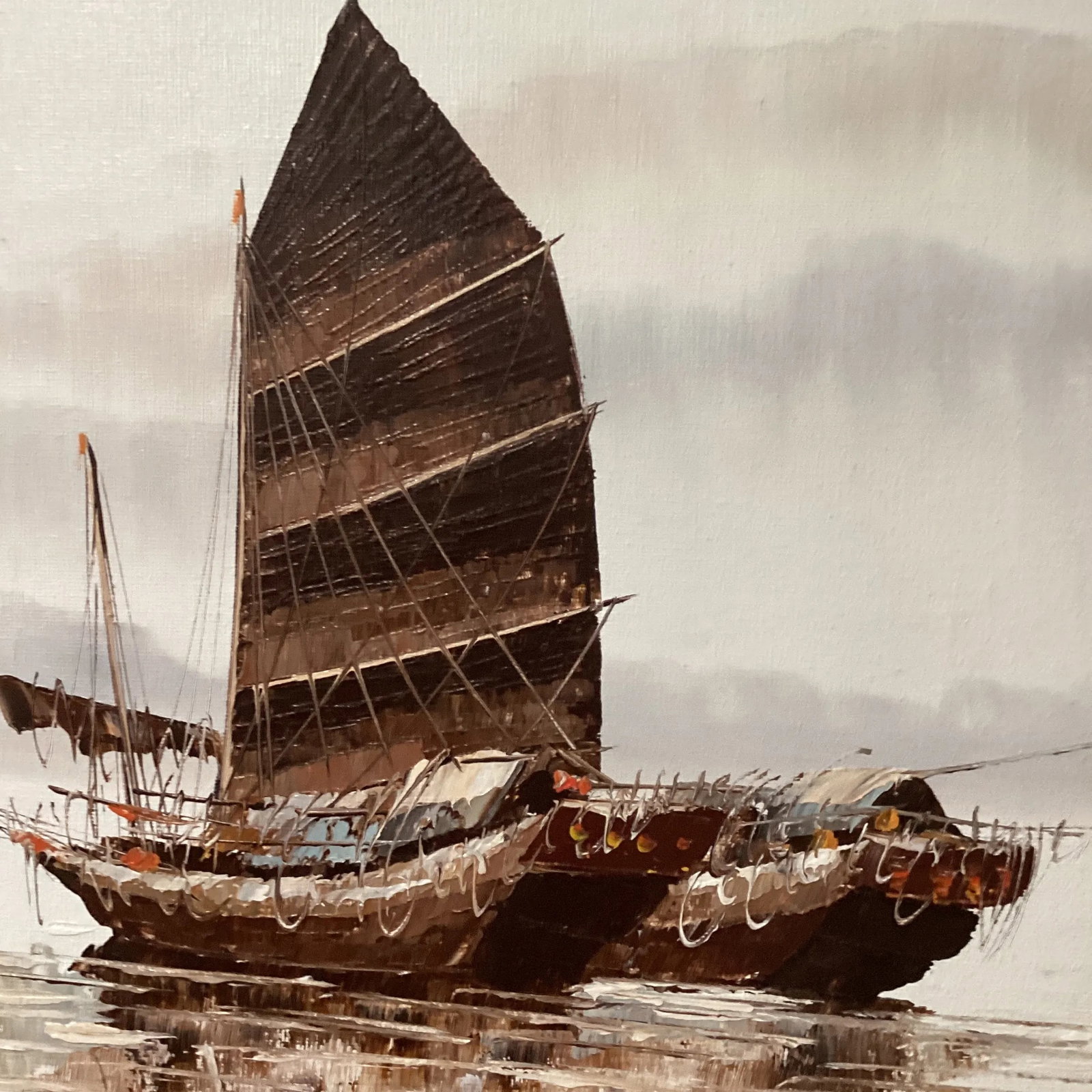 Original Painting on Canvas Nautical Seascape by Paul Wong Framed - 8