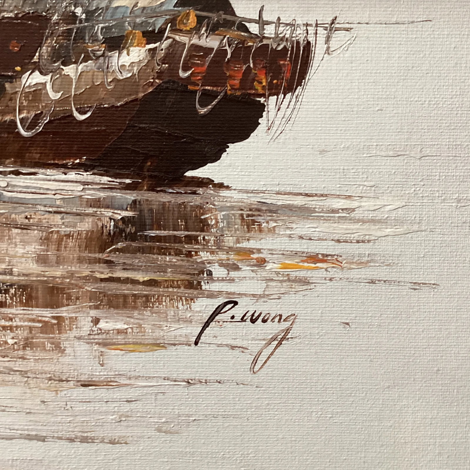 Original Painting on Canvas Nautical Seascape by Paul Wong Framed - 9