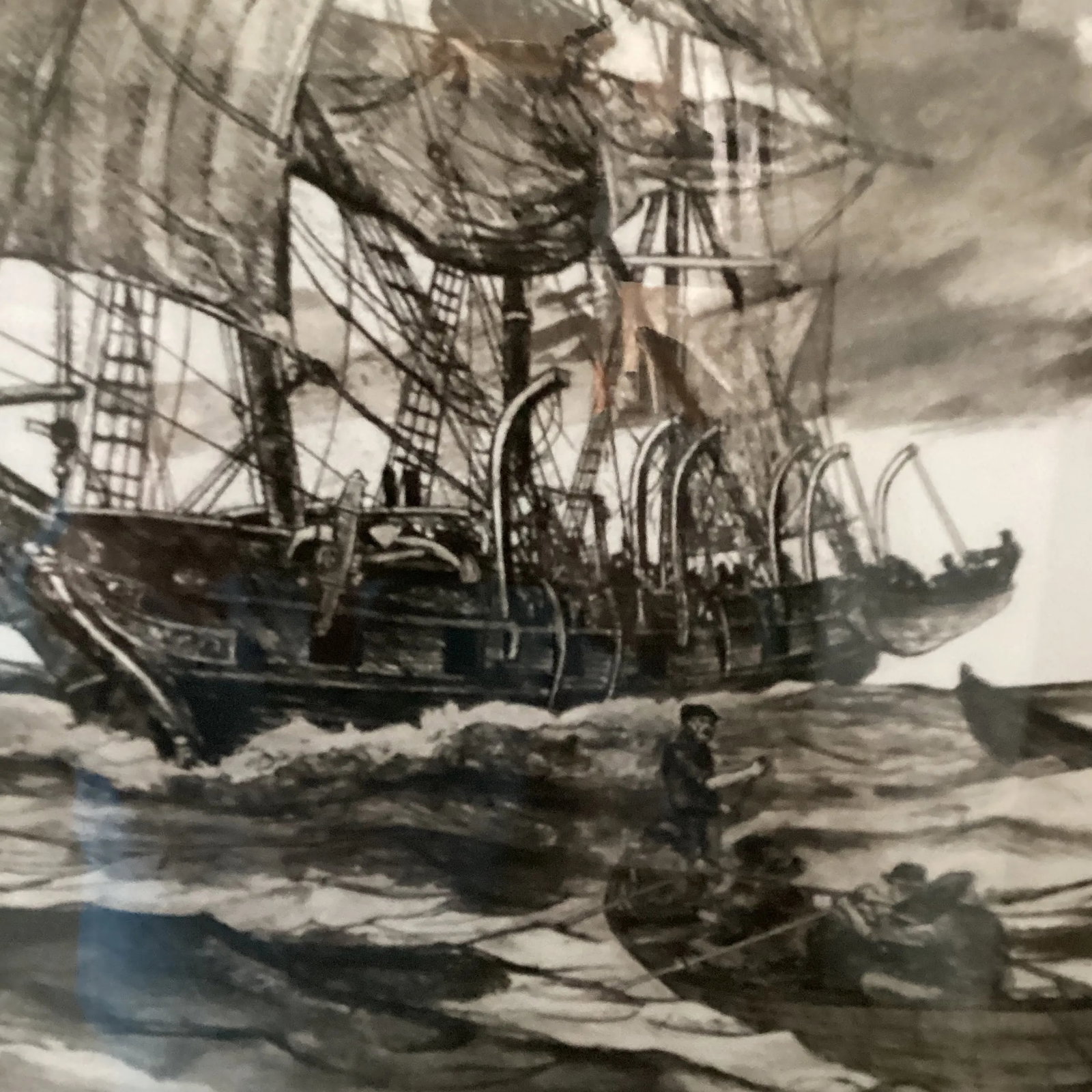 Original Etching "Boats Away" Limited Edition Signed by Jack Coughlin Circa 1977, Framed - 8
