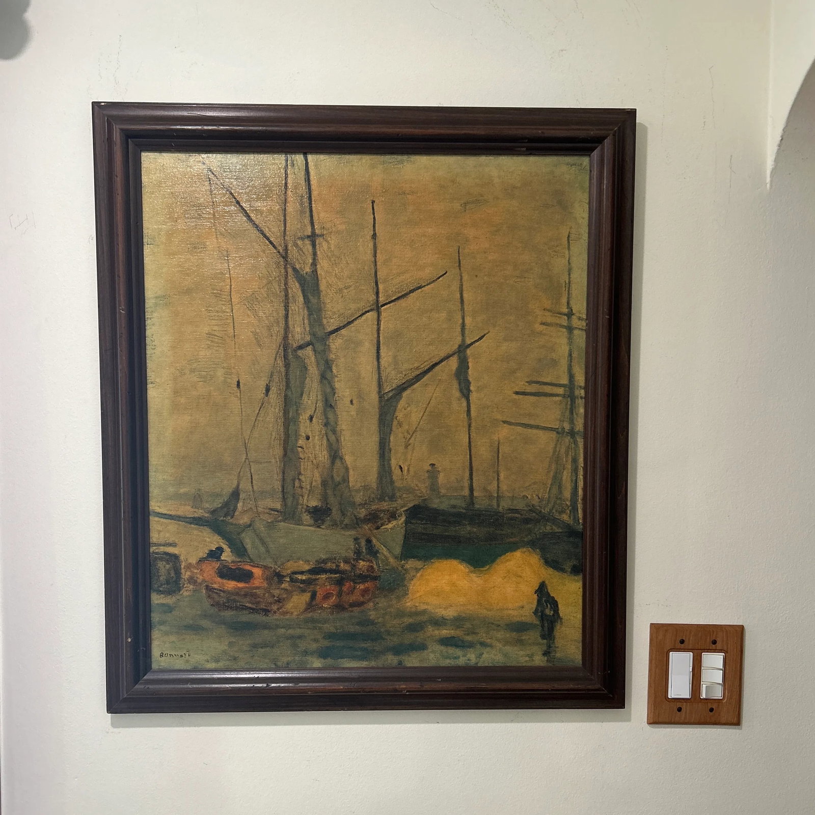 Vintage Post Impressionist Pierre Bonnard Painting on Canvas Nautical Seascape Framed - 11