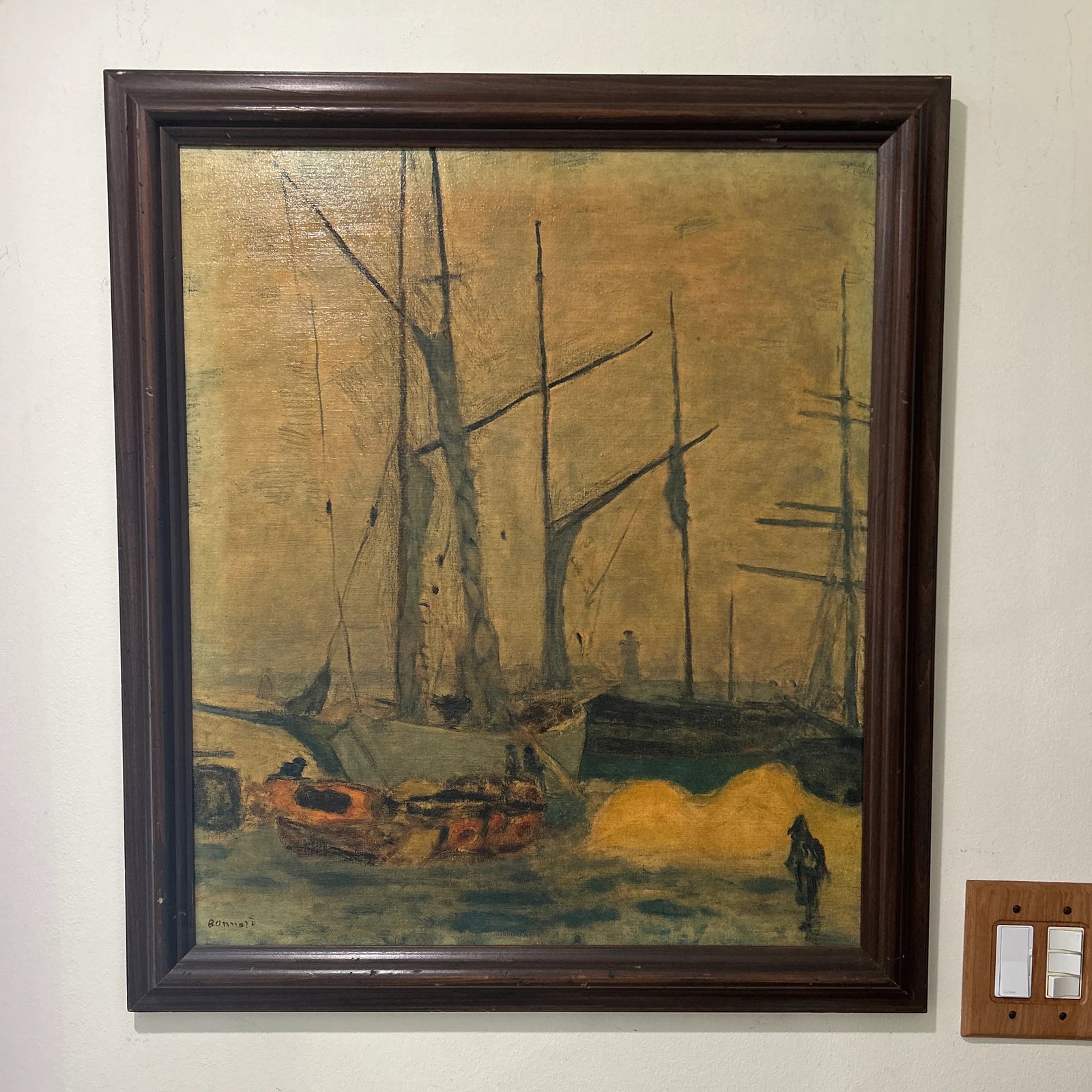 Vintage Post Impressionist Pierre Bonnard Painting on Canvas Nautical Seascape Framed - 12