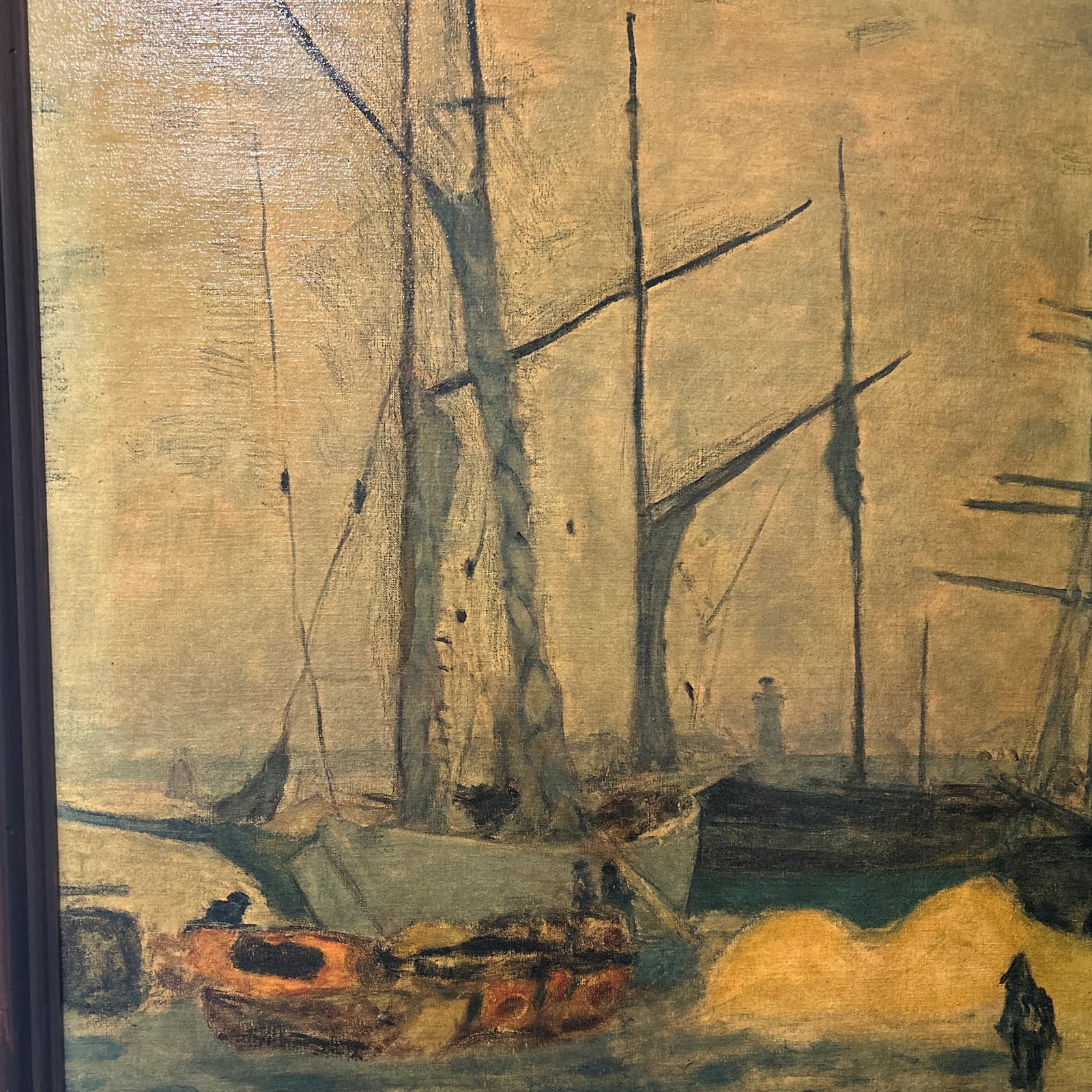 Vintage Post Impressionist Pierre Bonnard Painting on Canvas Nautical Seascape Framed - 2