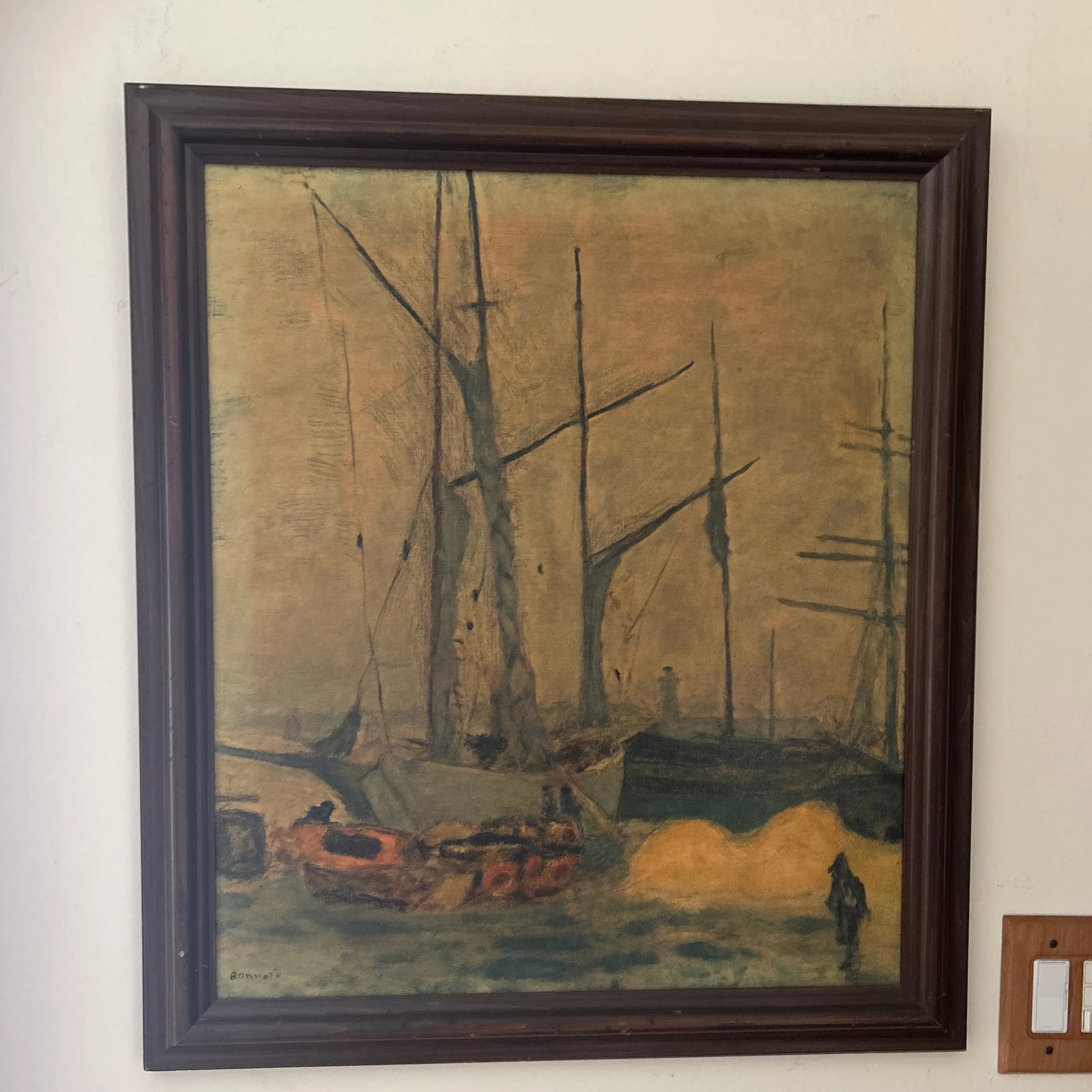Vintage Post Impressionist Pierre Bonnard Painting on Canvas Nautical Seascape Framed - 3