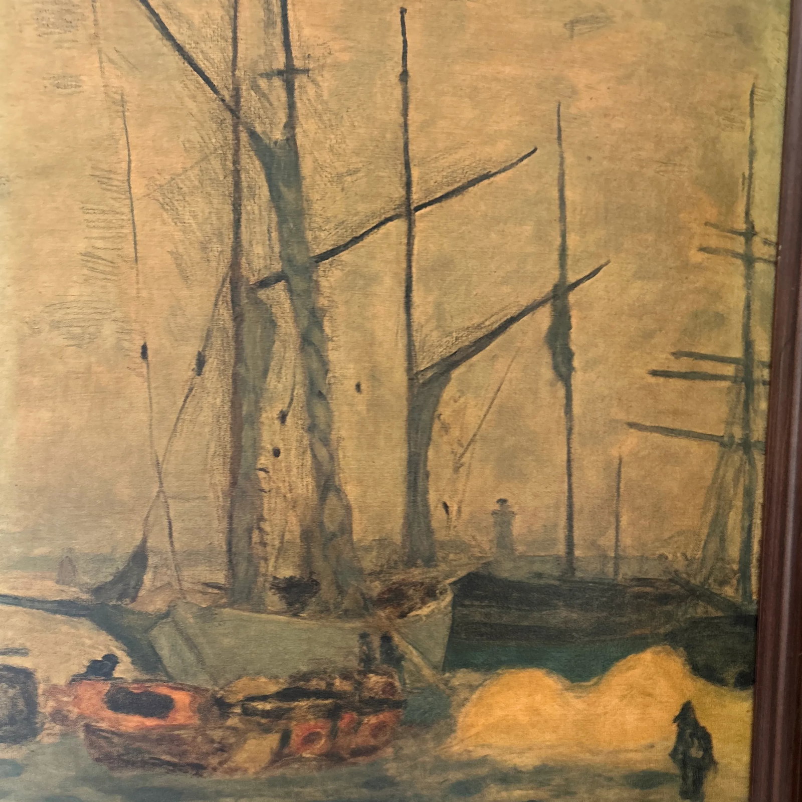Vintage Post Impressionist Pierre Bonnard Painting on Canvas Nautical Seascape Framed - 4