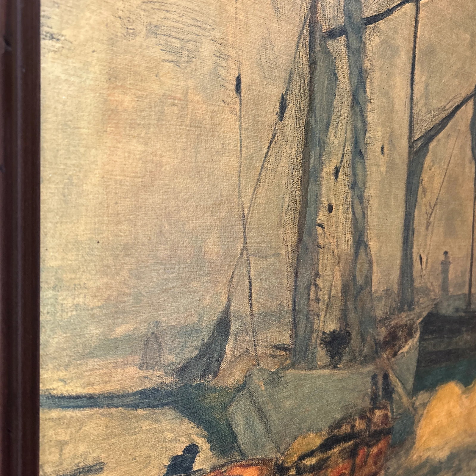 Vintage Post Impressionist Pierre Bonnard Painting on Canvas Nautical Seascape Framed - 5