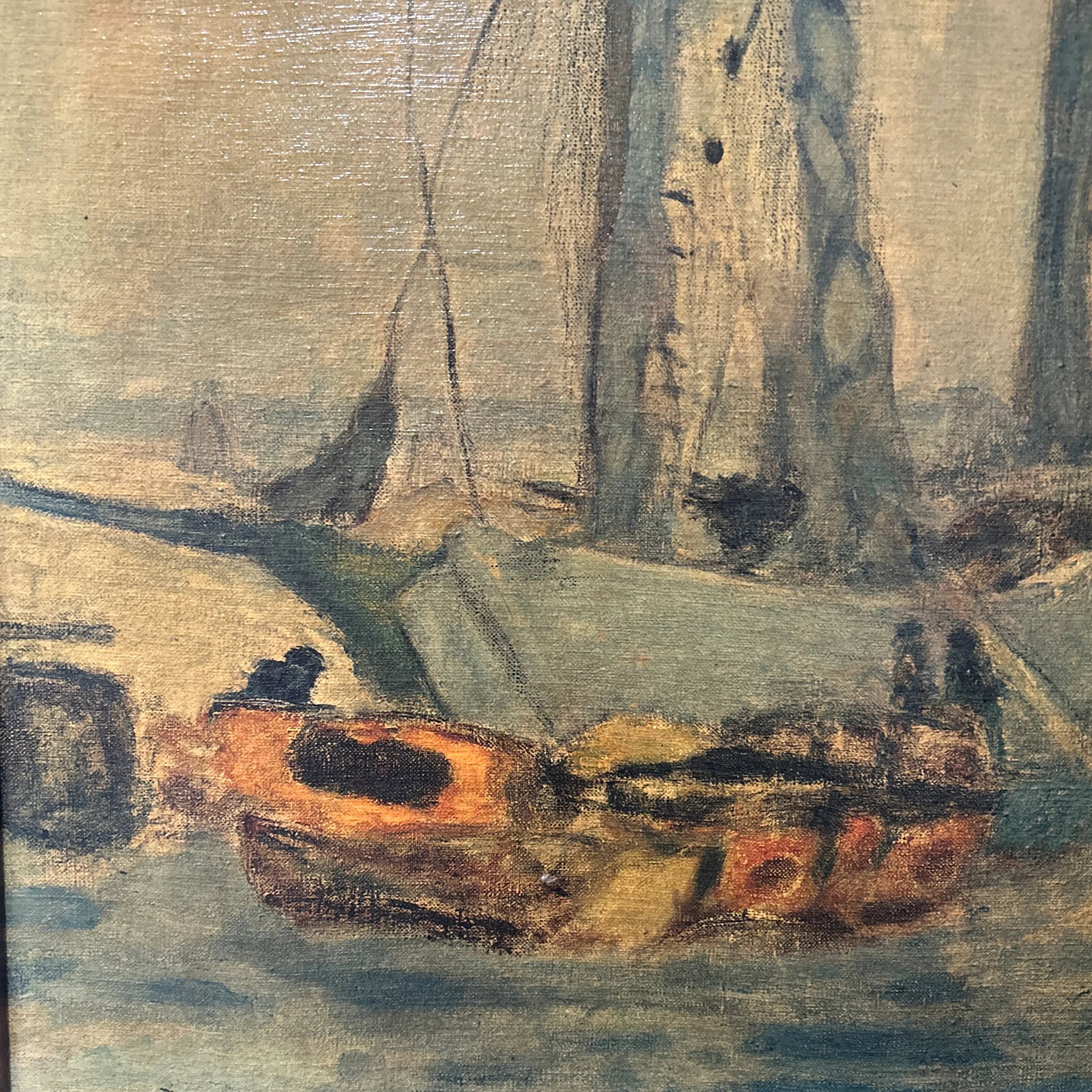 Vintage Post Impressionist Pierre Bonnard Painting on Canvas Nautical Seascape Framed - 8