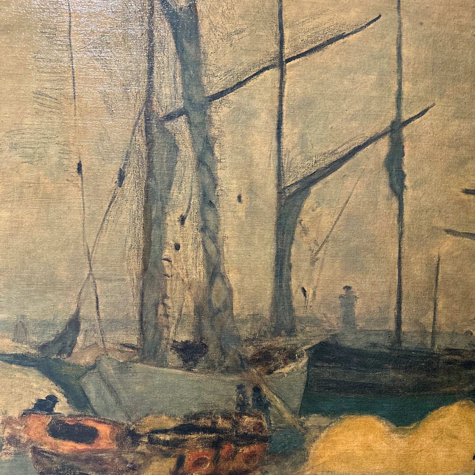 Vintage Post Impressionist Pierre Bonnard Painting on Canvas Nautical Seascape Framed - 9