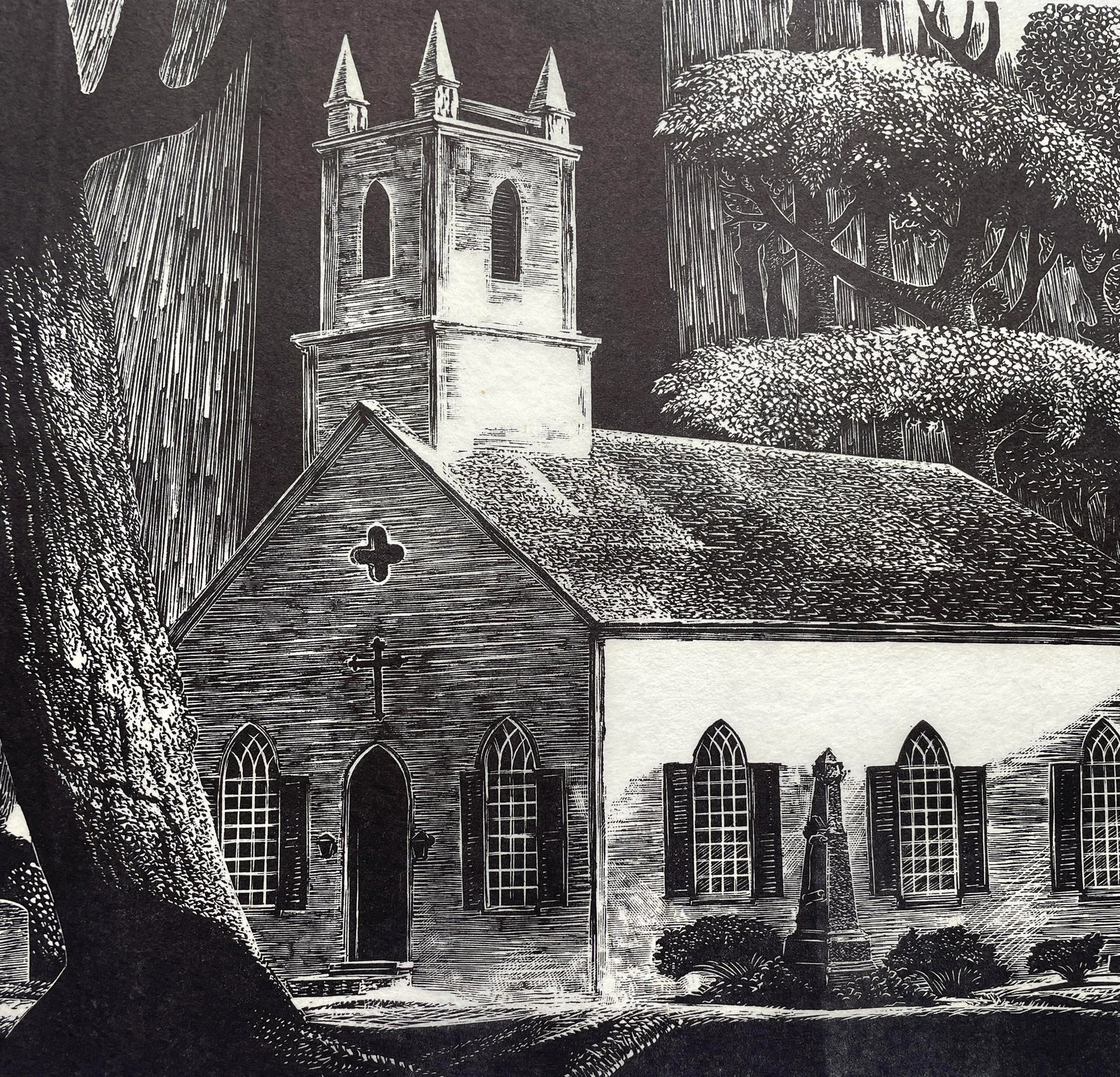 Lynd Ward Historic Christ Church at Middletown Wood Engraving - 2