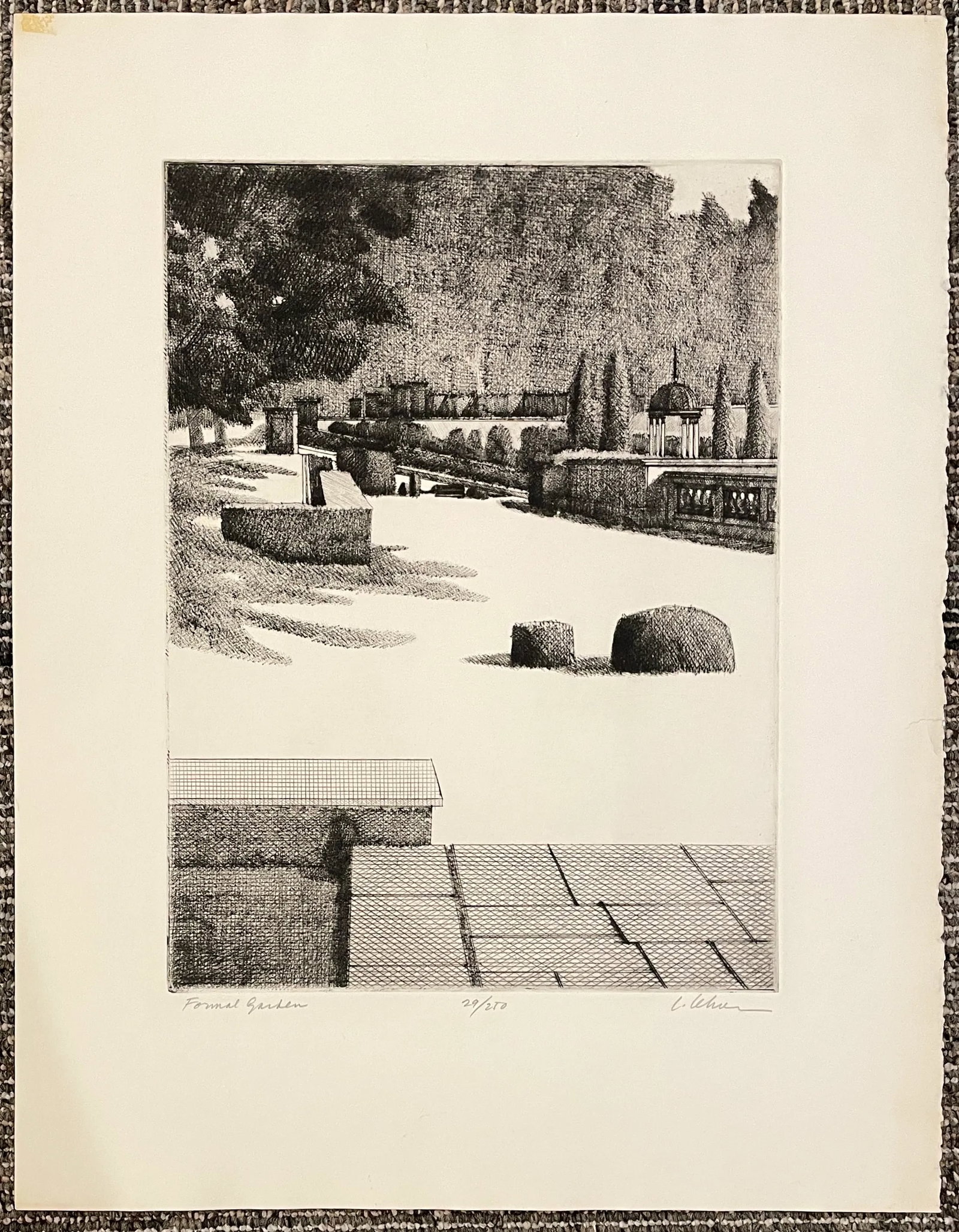 1969 Leonard Lehrer Formal Garden Etching - 2
