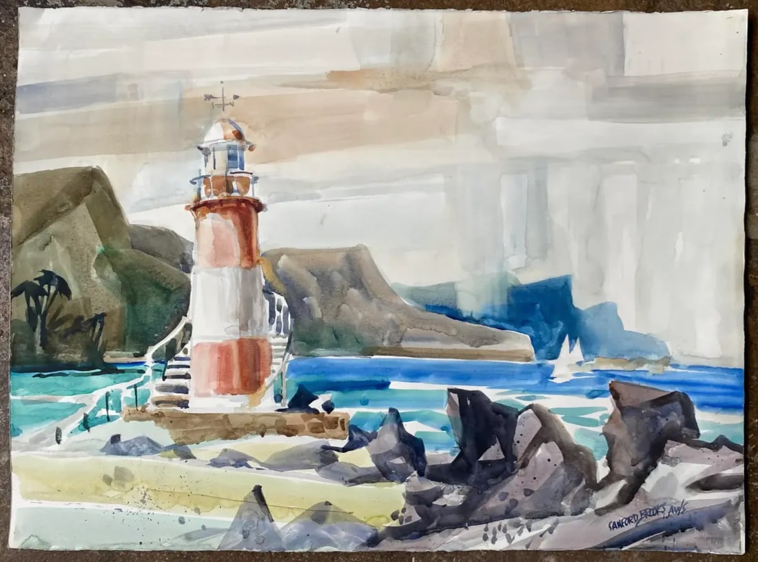 Sanford Brooks Lighthouse Coastal Watercolor - 3