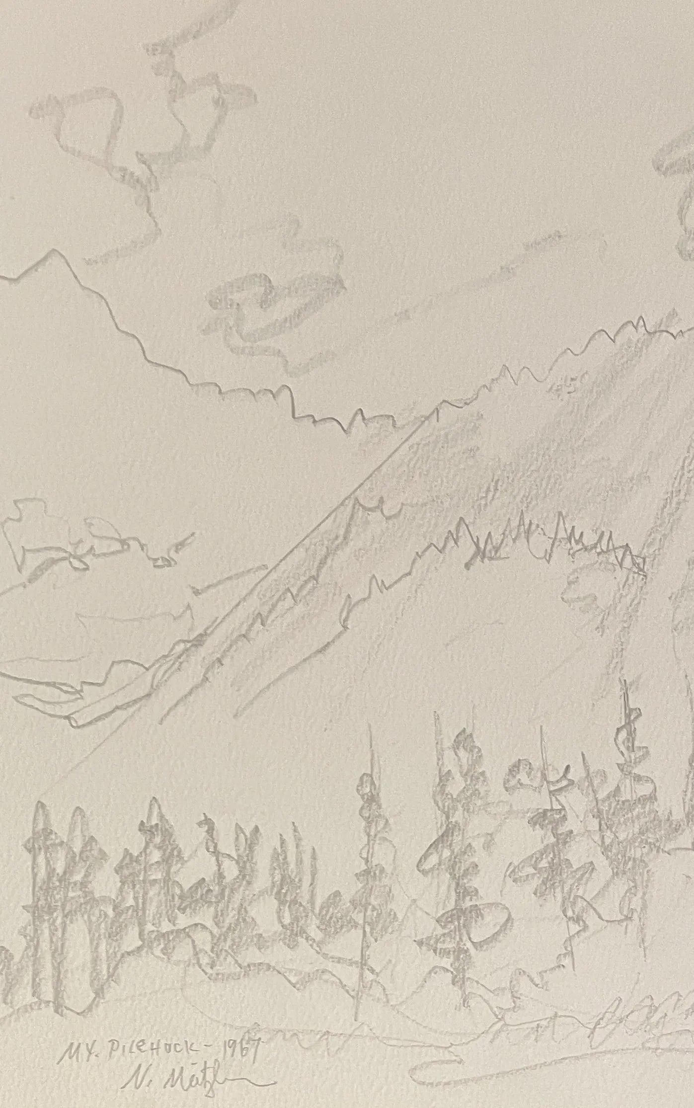 1967 Neil Meitzler Mt Pilchuck Drawing - 2