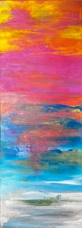 Sunset Reflections, Original Abstract Landscape Painting: Sunset Reflections - Original Abstract Landscape Painting Immerse yourself in the radiant glow of Sunset Reflections, a striking abstract landscape that captures the fleeting beauty of a sunset
