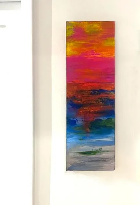 Sunset Reflections, Original Abstract Landscape Painting - 2