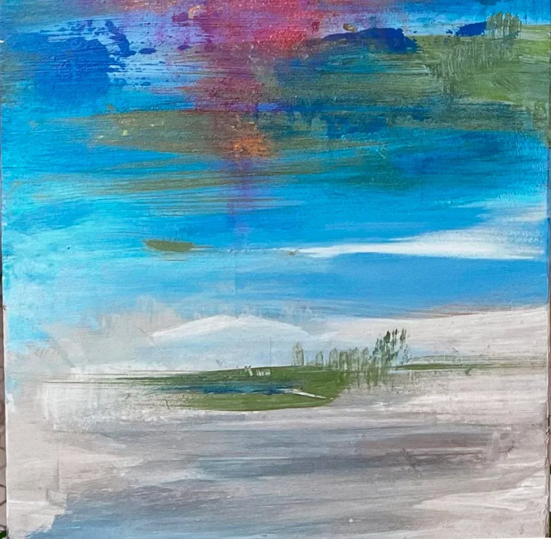 Sunset Reflections, Original Abstract Landscape Painting - 5