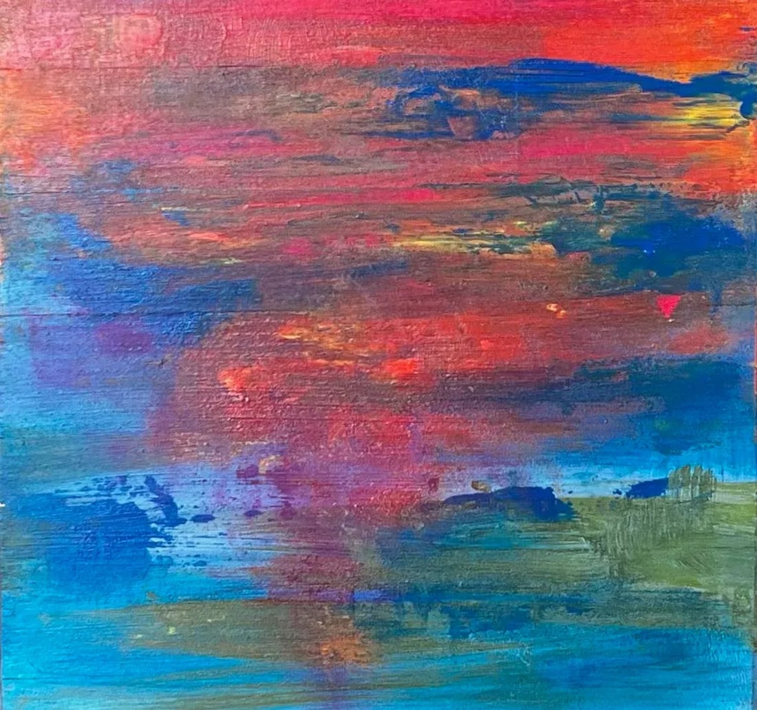 Sunset Reflections, Original Abstract Landscape Painting - 6