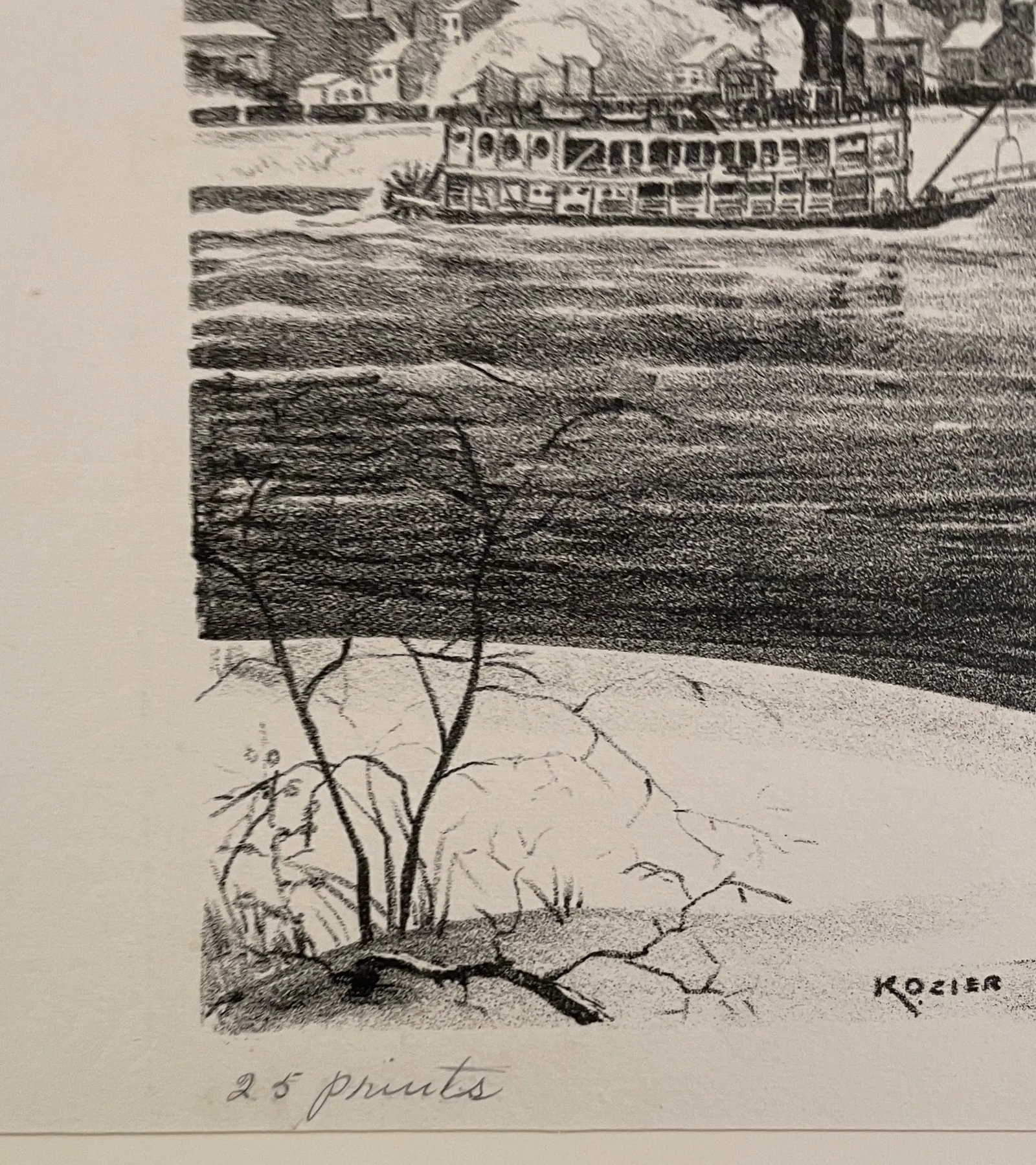 1938 Kenneth Ozier Ohio River Cincinnati Lithograph - 4