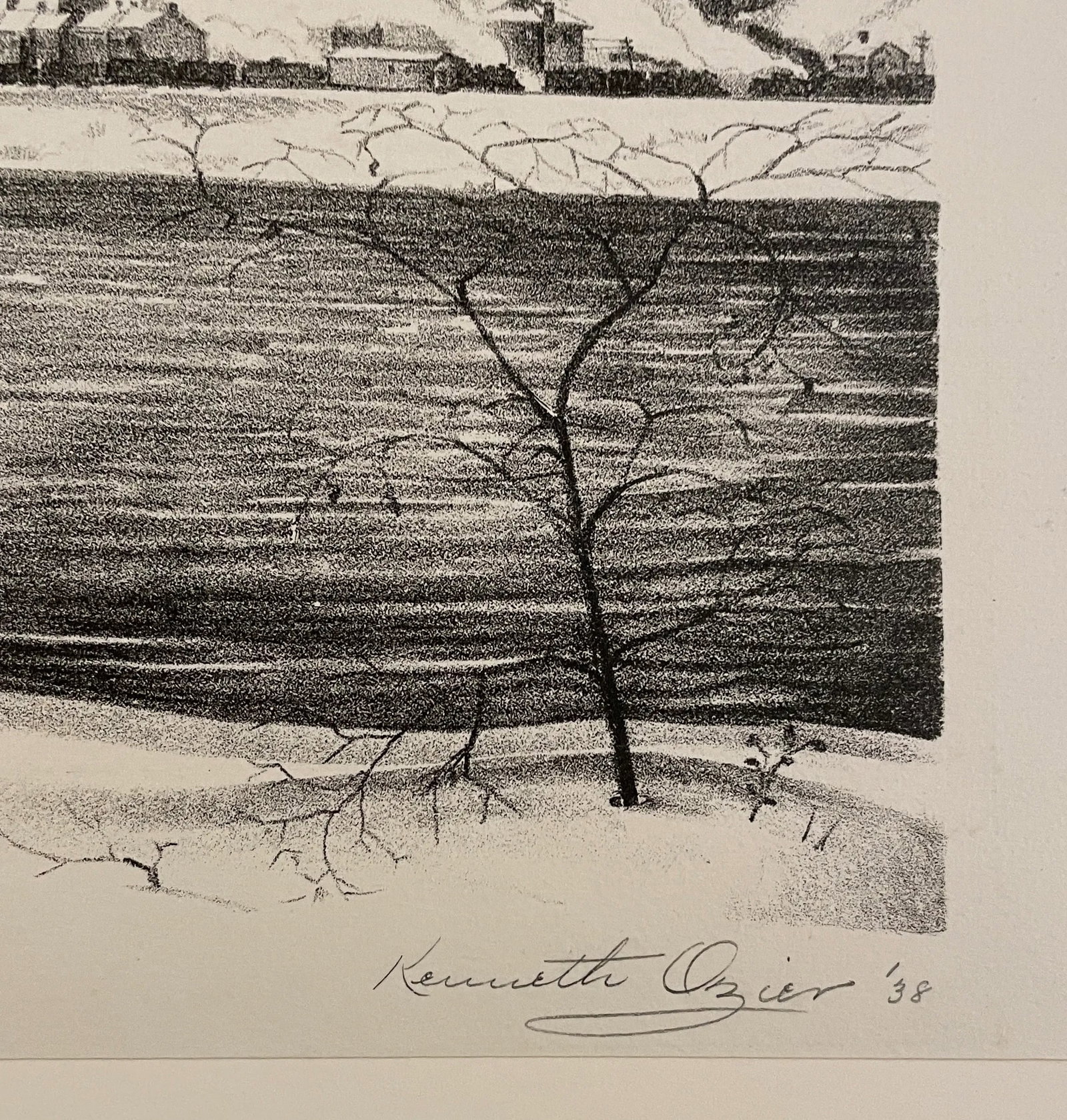 1938 Kenneth Ozier Ohio River Cincinnati Lithograph - 5