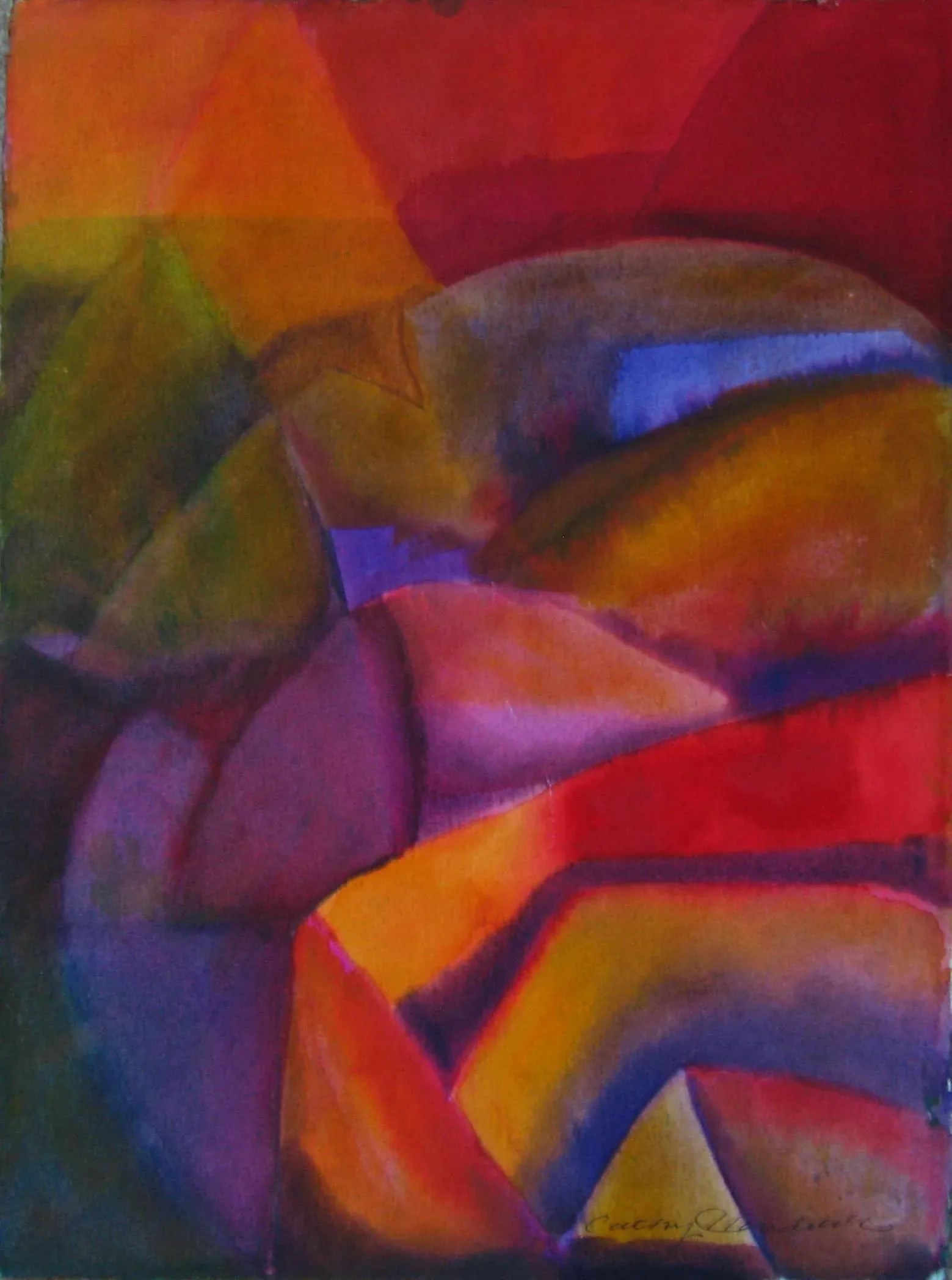 Rose Landscape, Original Abstract Watercolor Painting: This watercolor painting has been painted on high quality 300lb watercolor paper. I enjoy the intense color and the is it a flower or landscape feel. Condition: Imperfections: No Imperfections Conditi