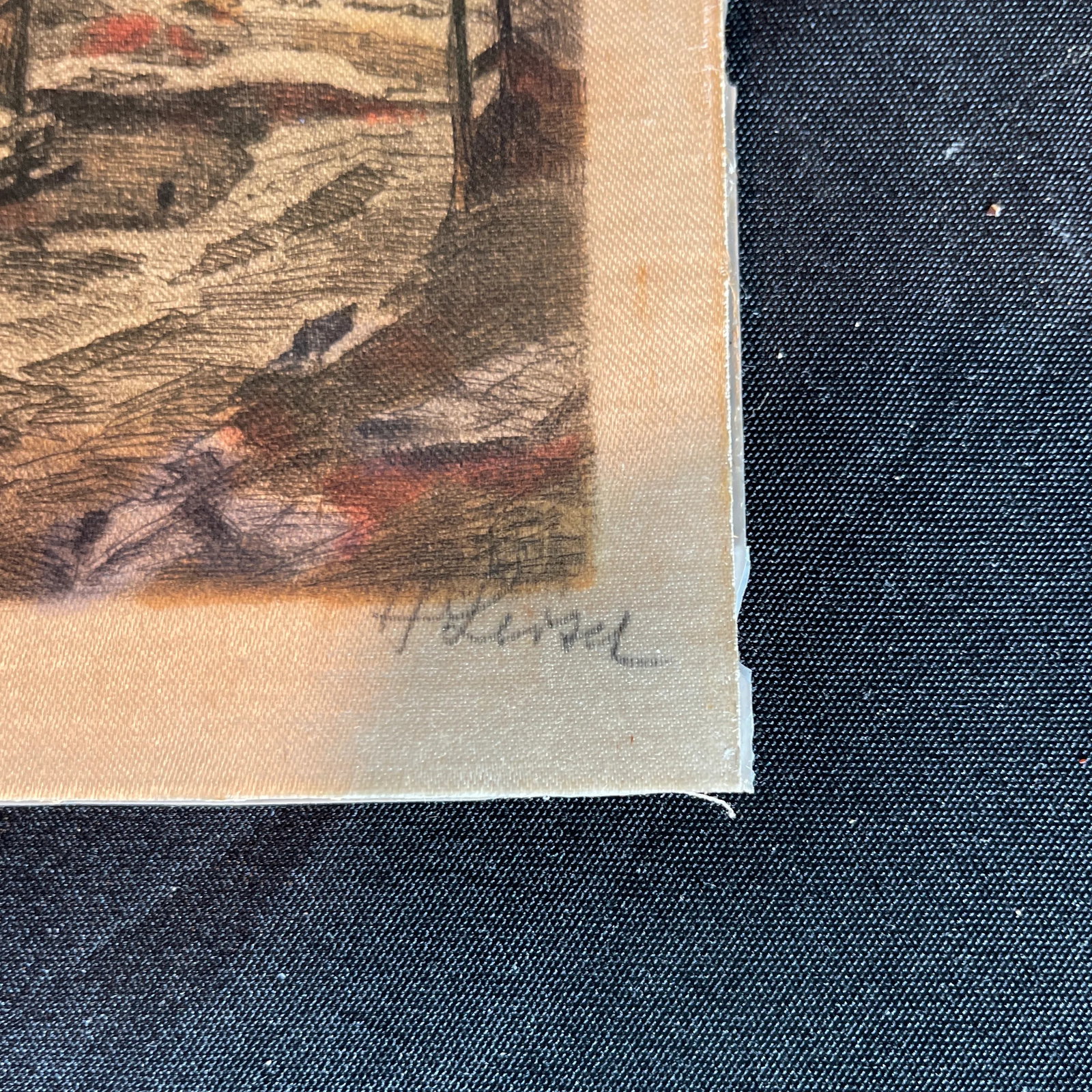 1950s Two Austrian Etching on Silk, Hans Leisch Artist Signed, Cast Iron Gate of the Hofburg Square, - 7