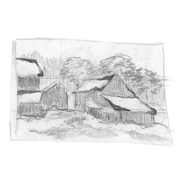1980s John Reilly Barn Drawing (1 of 2)