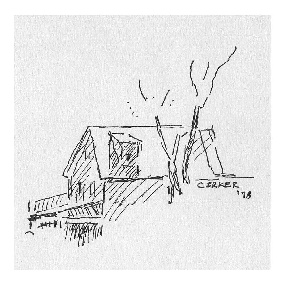 1978 Hayward Cirker Drawing of a House.: From the estate of Hayward Cirker (1917-2000) founder of Dover Publications. Cirker sketched frequently during his travels and weekend vacations. Signed and dated lower right. Condition: Alterations: