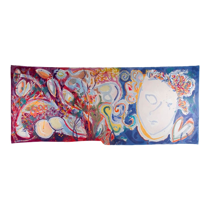 Malibu", 2008. Abstract, Figurative Landscape. Oil Painting on Canvas by Joe Ginsberg. 91" W X 31: "Malibu" is a vibrant oil painting on canvas. Colorful muted tones with rich contrasted values. A radiant glow adorns one's being, as sultry sands sift over warm skin. Prismatic shoreline drifts