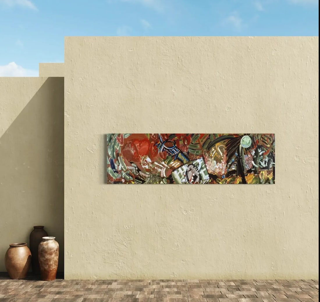 "Love Money", 1998. Mixed Media, Landscape on Wood Panel by Joe Ginsberg. Oil, Charcoal, Acrylic and - 6