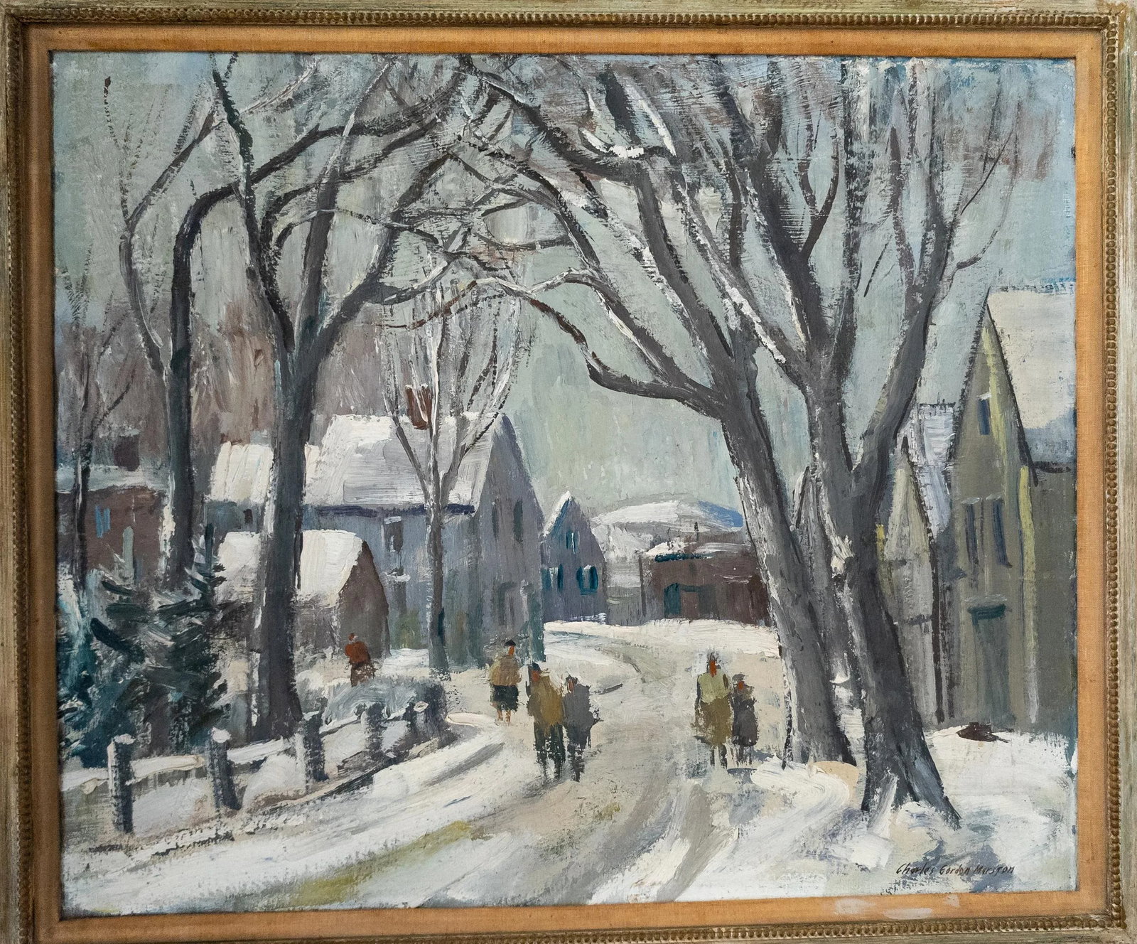 Mid-Century Impressionist Painting of Rockport Maine in Winter by Charles Gordon Marston - 2