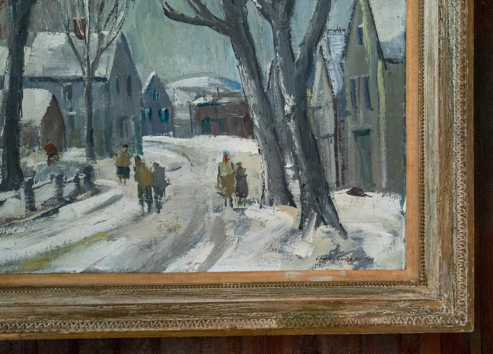 Mid-Century Impressionist Painting of Rockport Maine in Winter by Charles Gordon Marston - 5