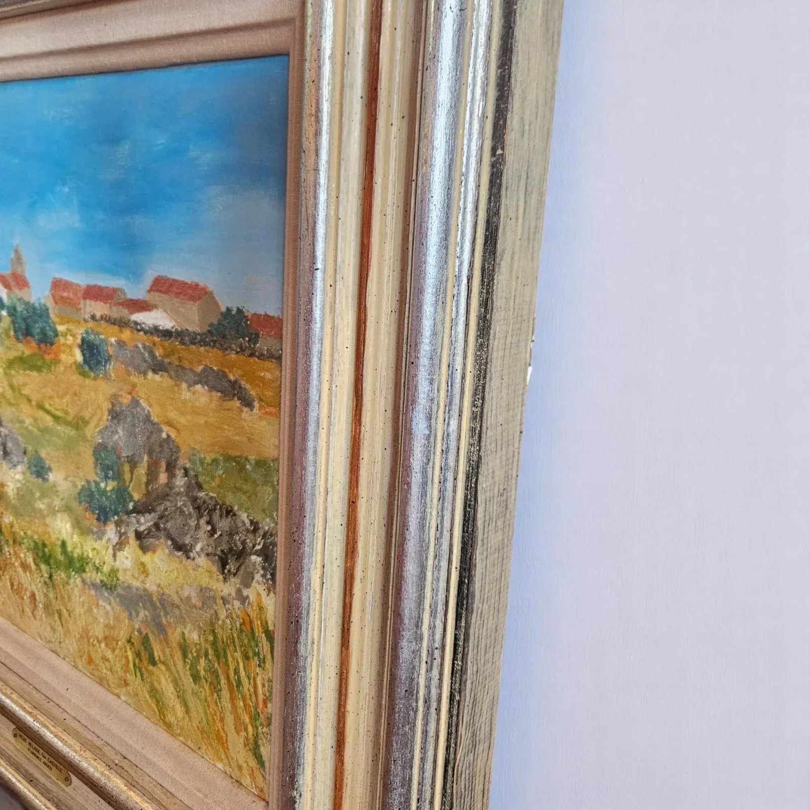 Orignal Florence Arven Oil on Canvas Painting - Petit Village De Castille Framed-Gallery Light-1980- - 10
