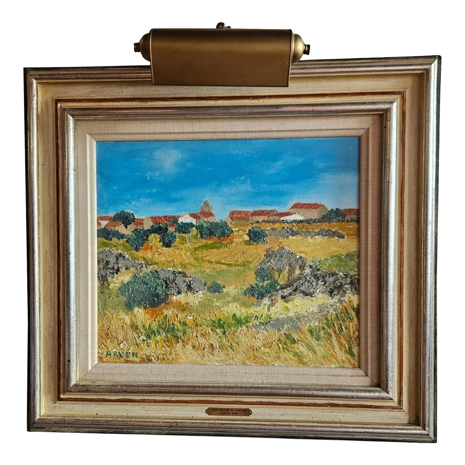 Orignal Florence Arven Oil on Canvas Painting - Petit Village De Castille Framed-Gallery Light-1980-: Orignal Florence Arven Oil on Canvas Painting - Framed-Gallery Light-1980-Phillips Gallery This professional, gallery framed orininal has been owned by one art enthusiests since 1980. Ready to