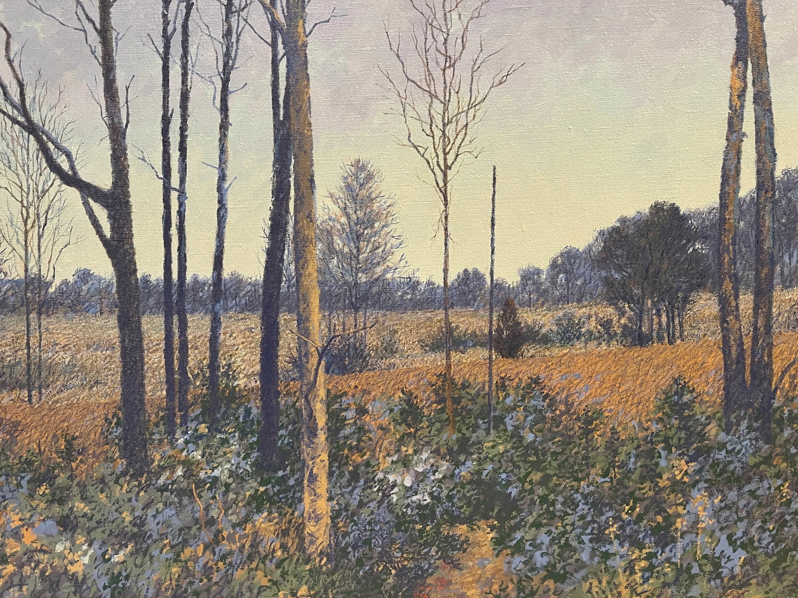 1980s Path at Dusk Durwood Dommisse Landscape Oil on Canvas Painting Framed - 2