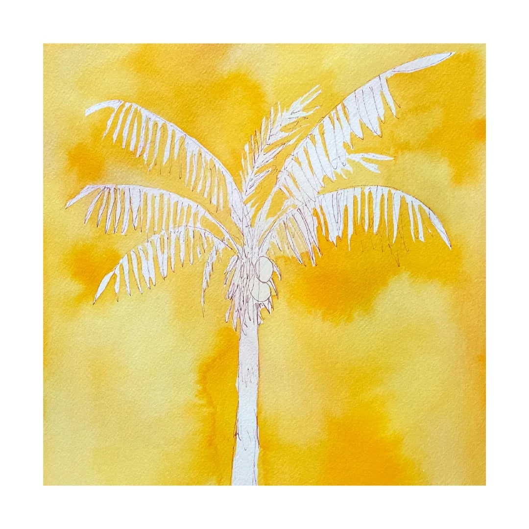 Yellow Palm With Checker 2 Painting by Lia Burke Libaire - 4